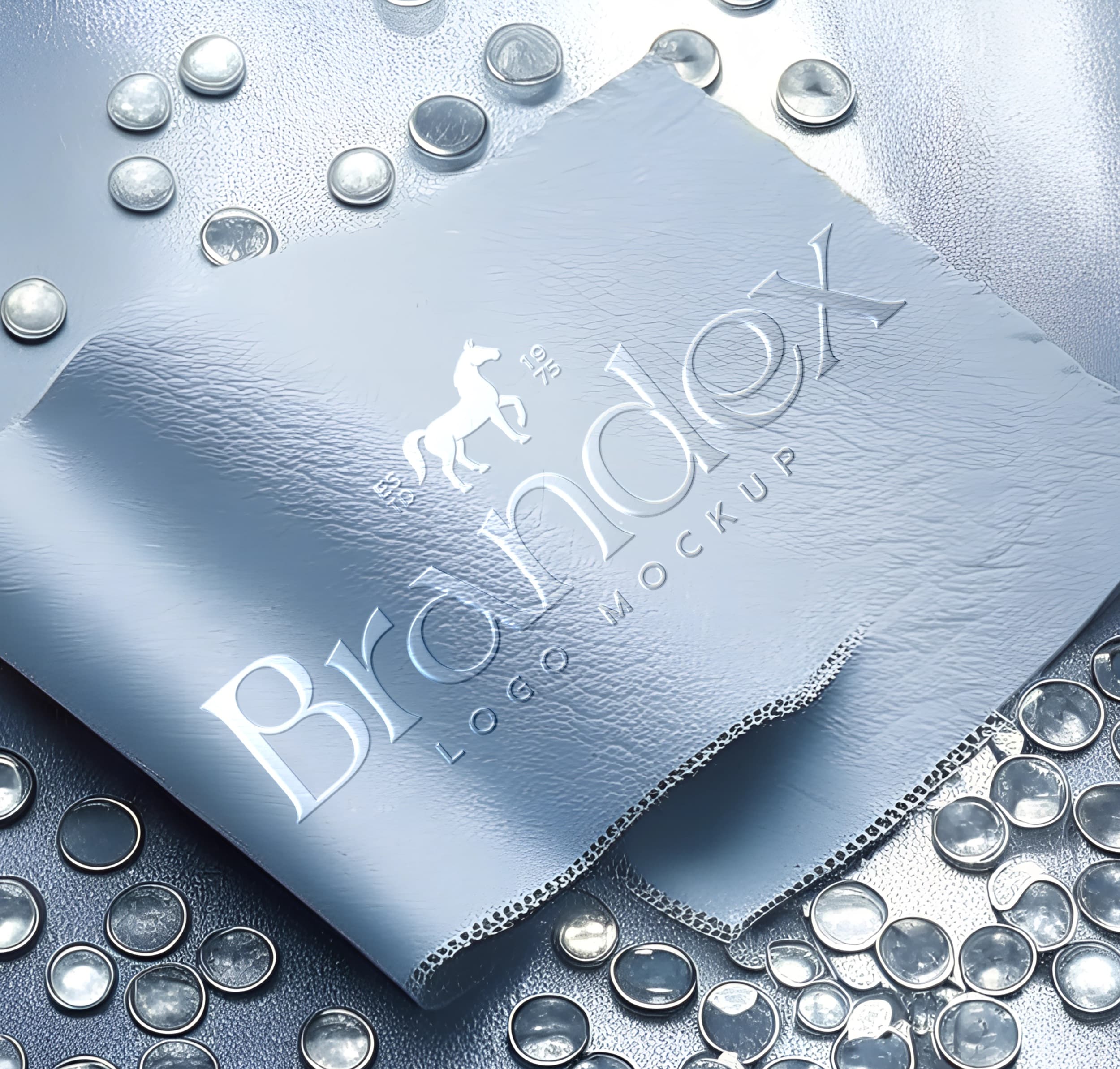 Embossed silver logo paper mockup