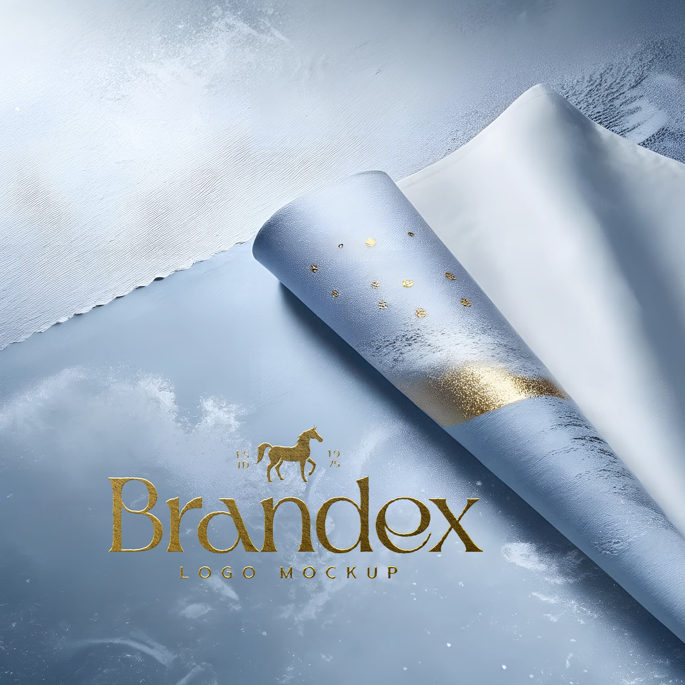 Luxury blue paper logo mockup
