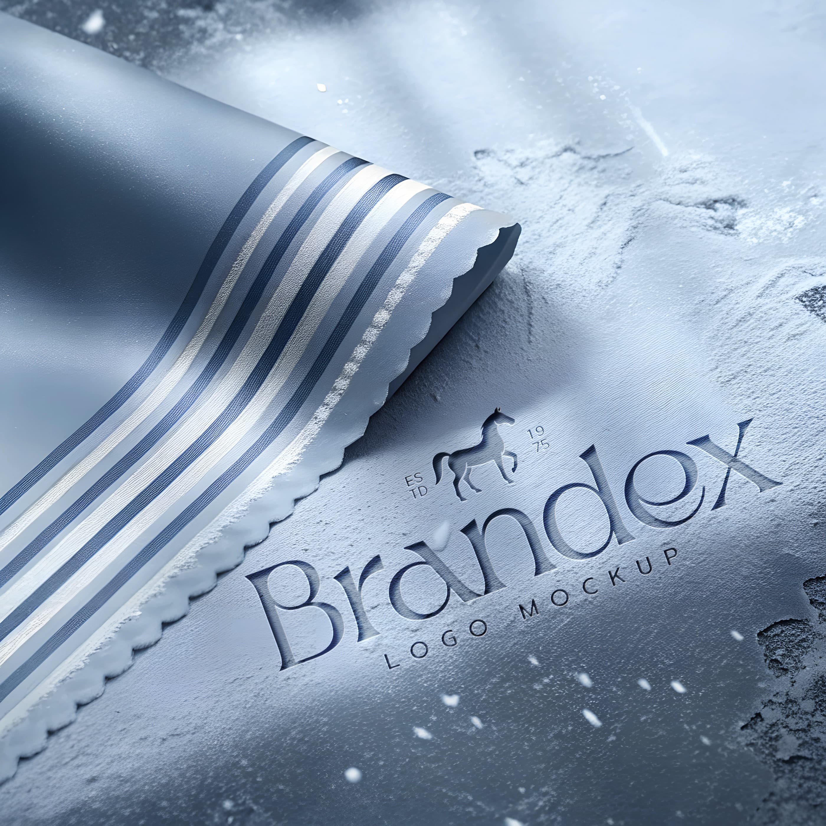 Elegant blue fabric with embossed logo mockup