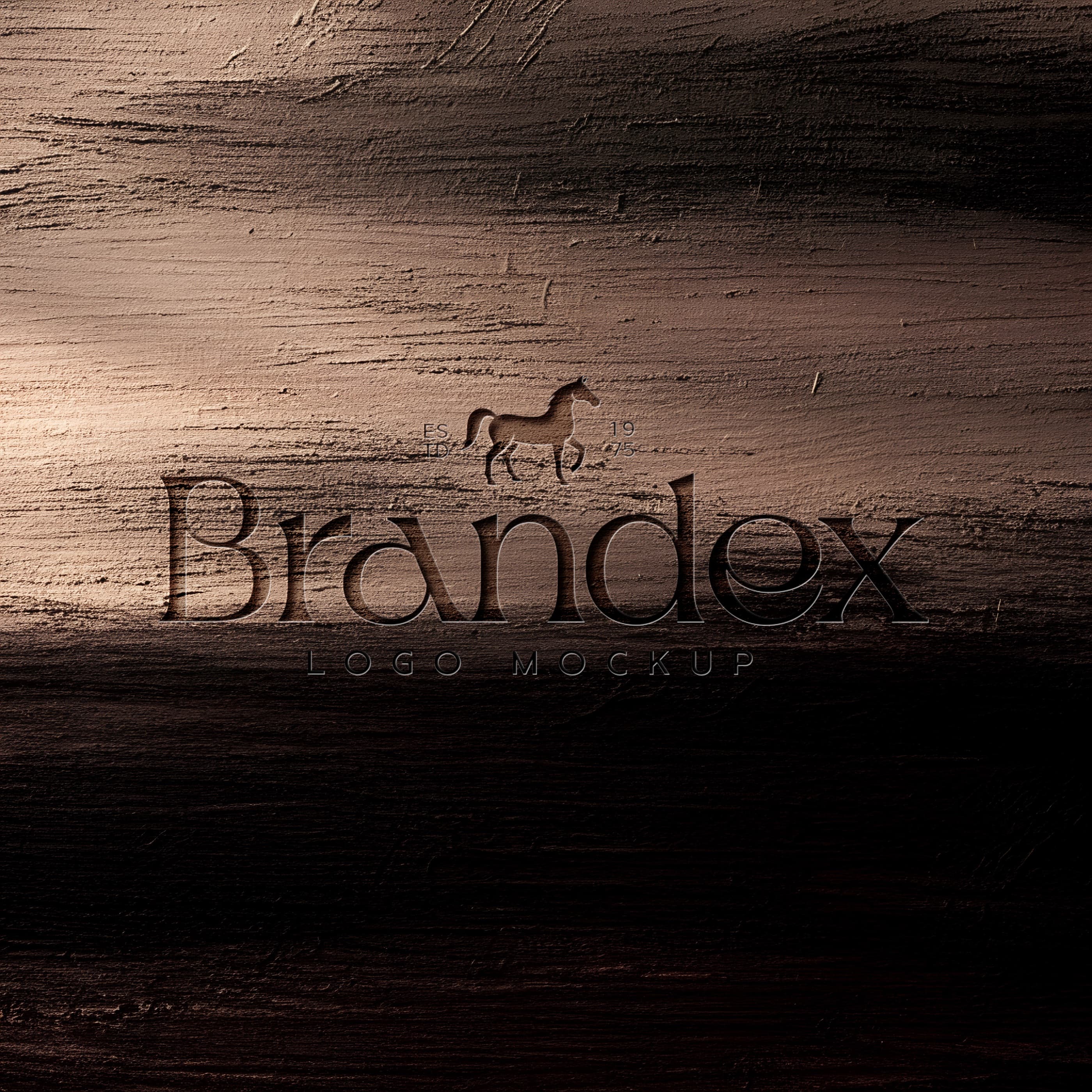 Textured wood logo mockup