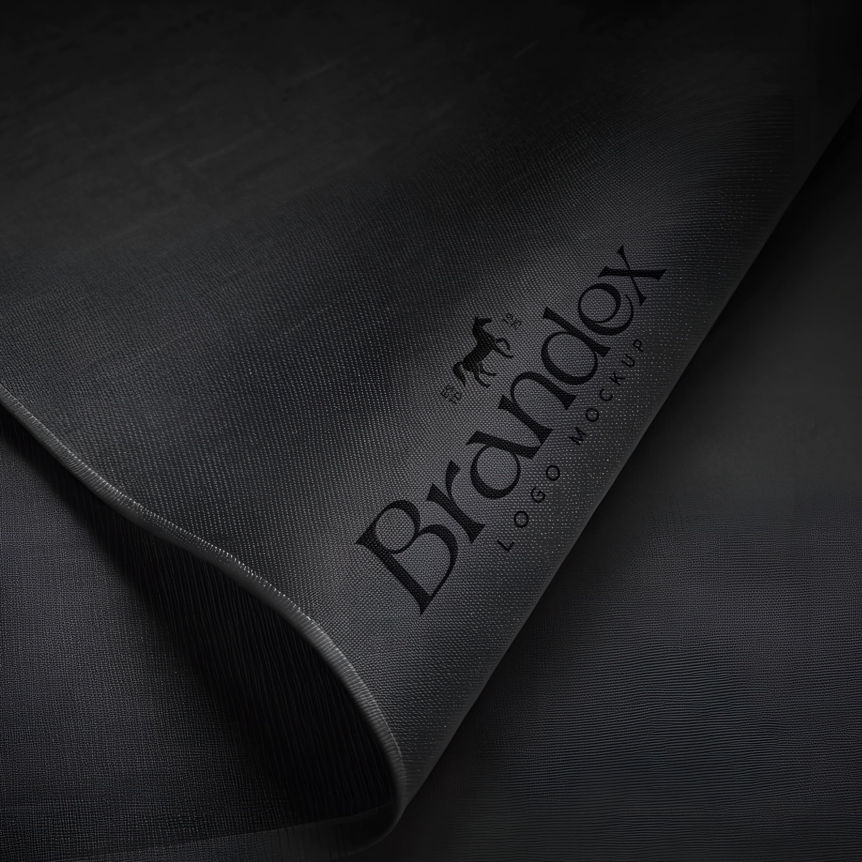 Textured dark fabric logo mockup