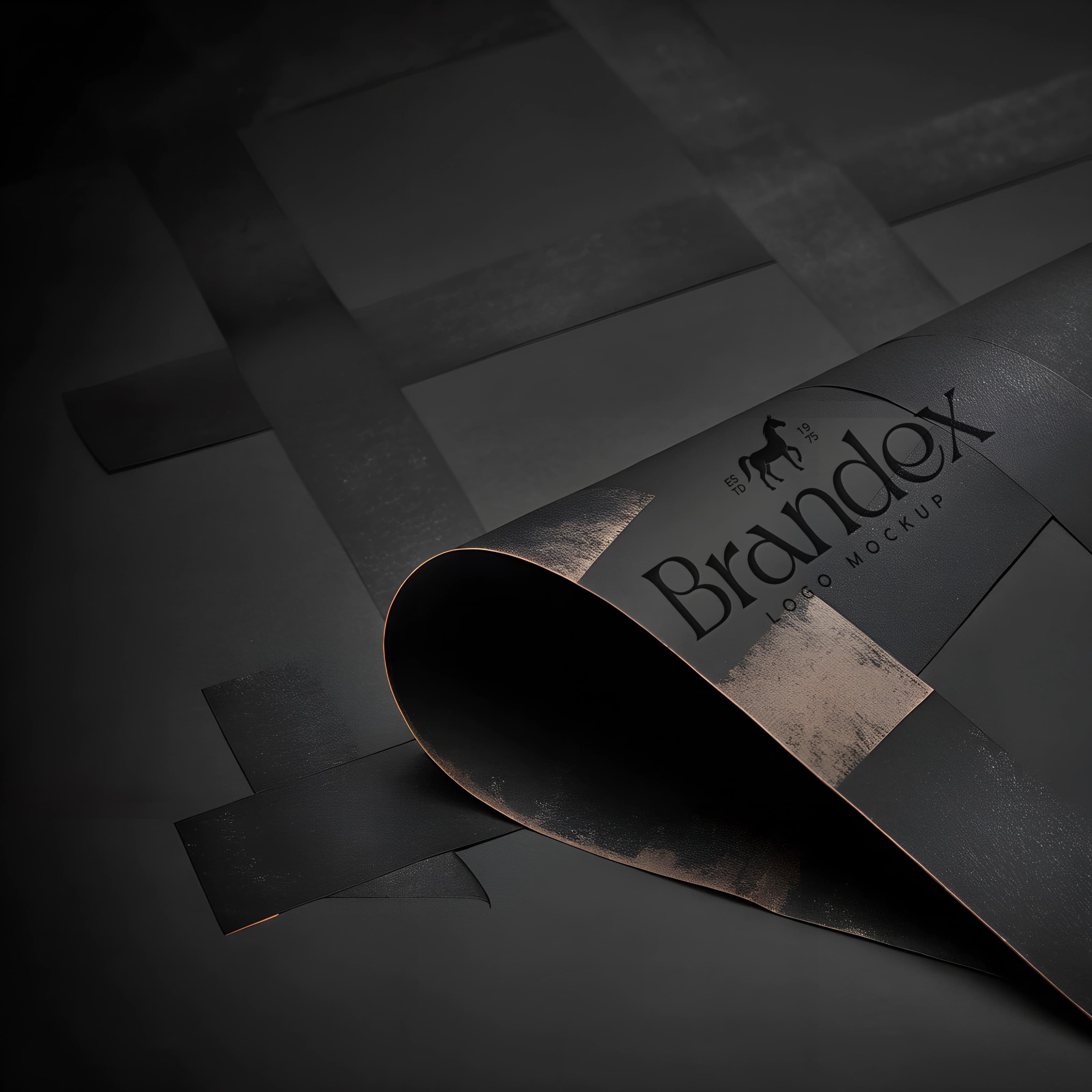 Elegant black rolled paper mockup