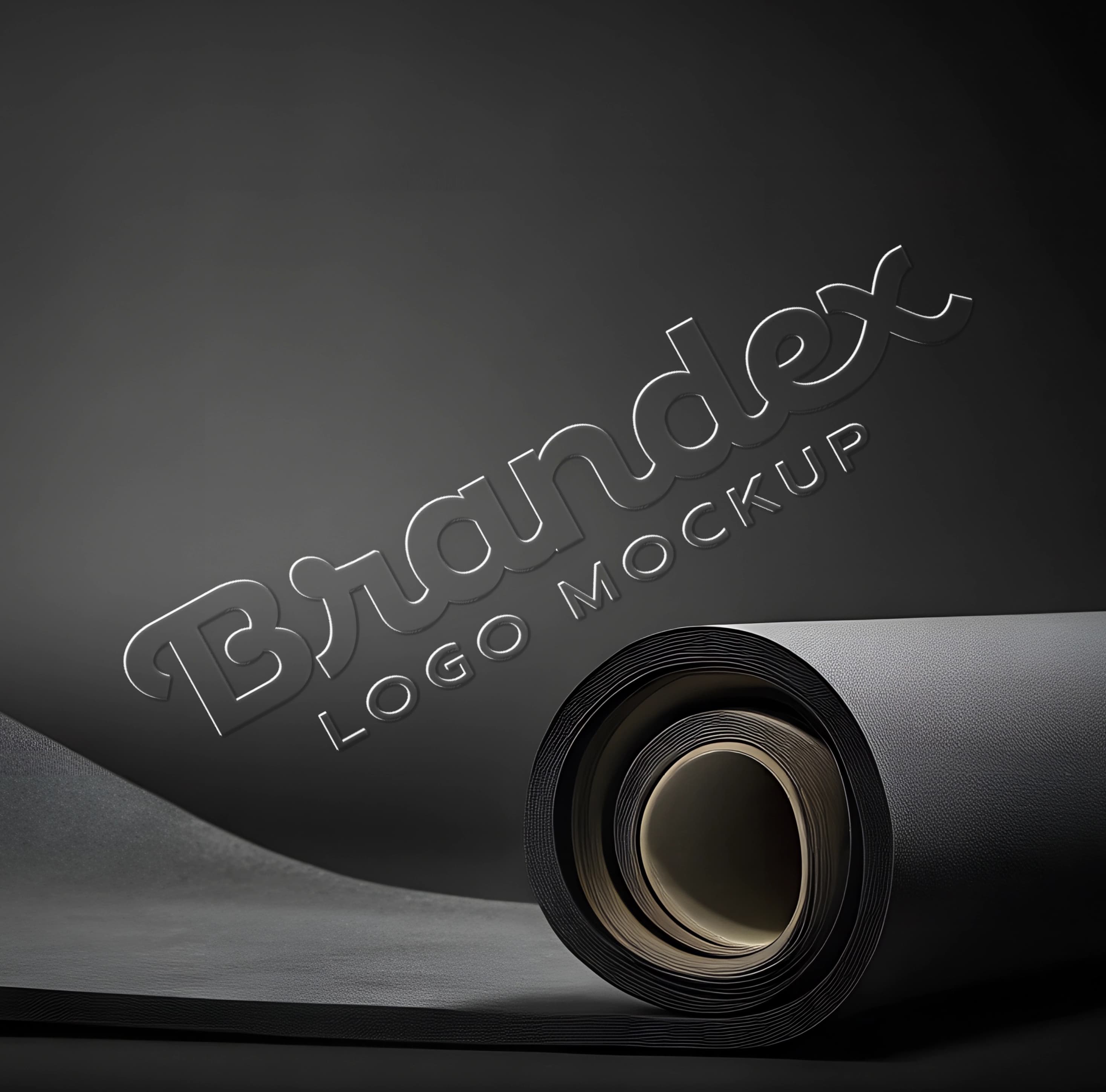 Rolled black textured paper mockup