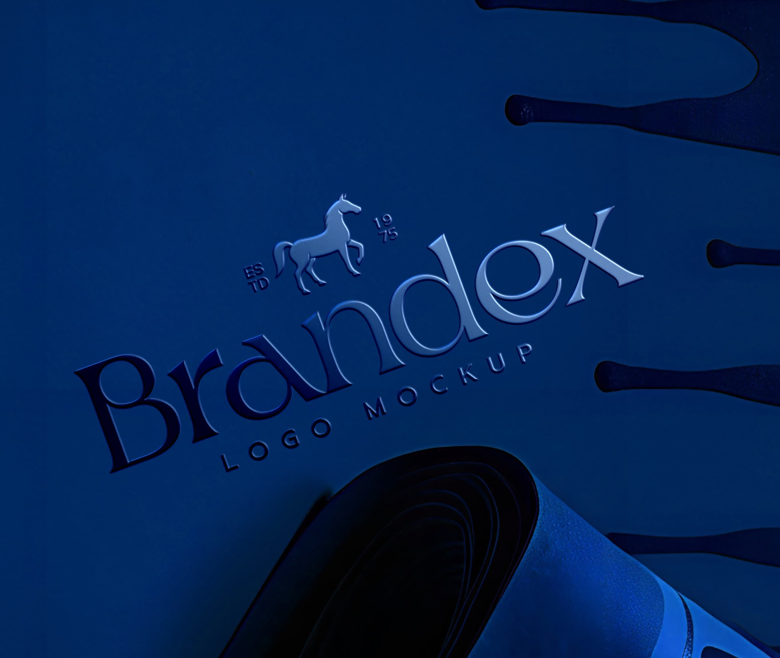 Dark embossed logo with horse design mockup