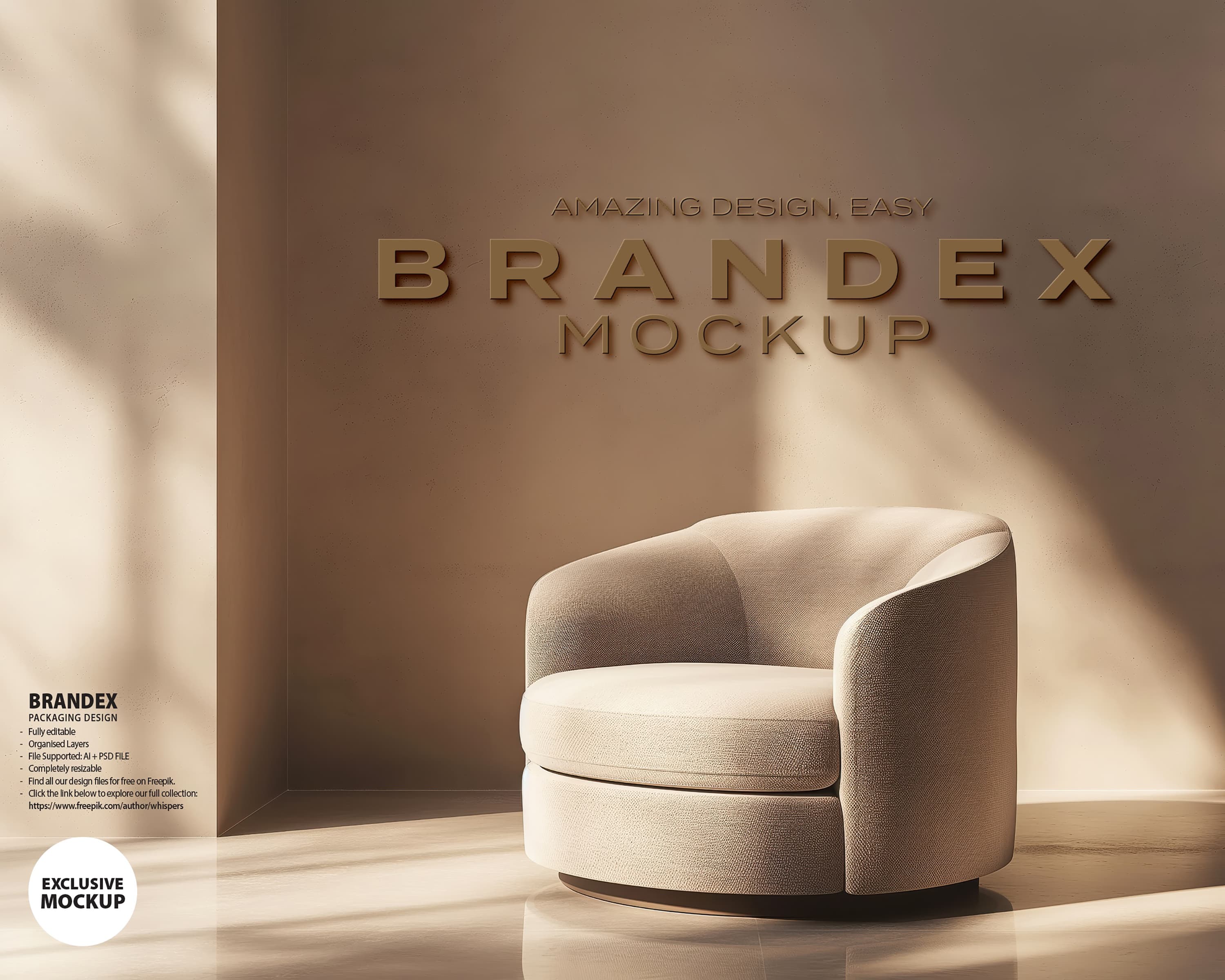 Luxury beige armchair mockup