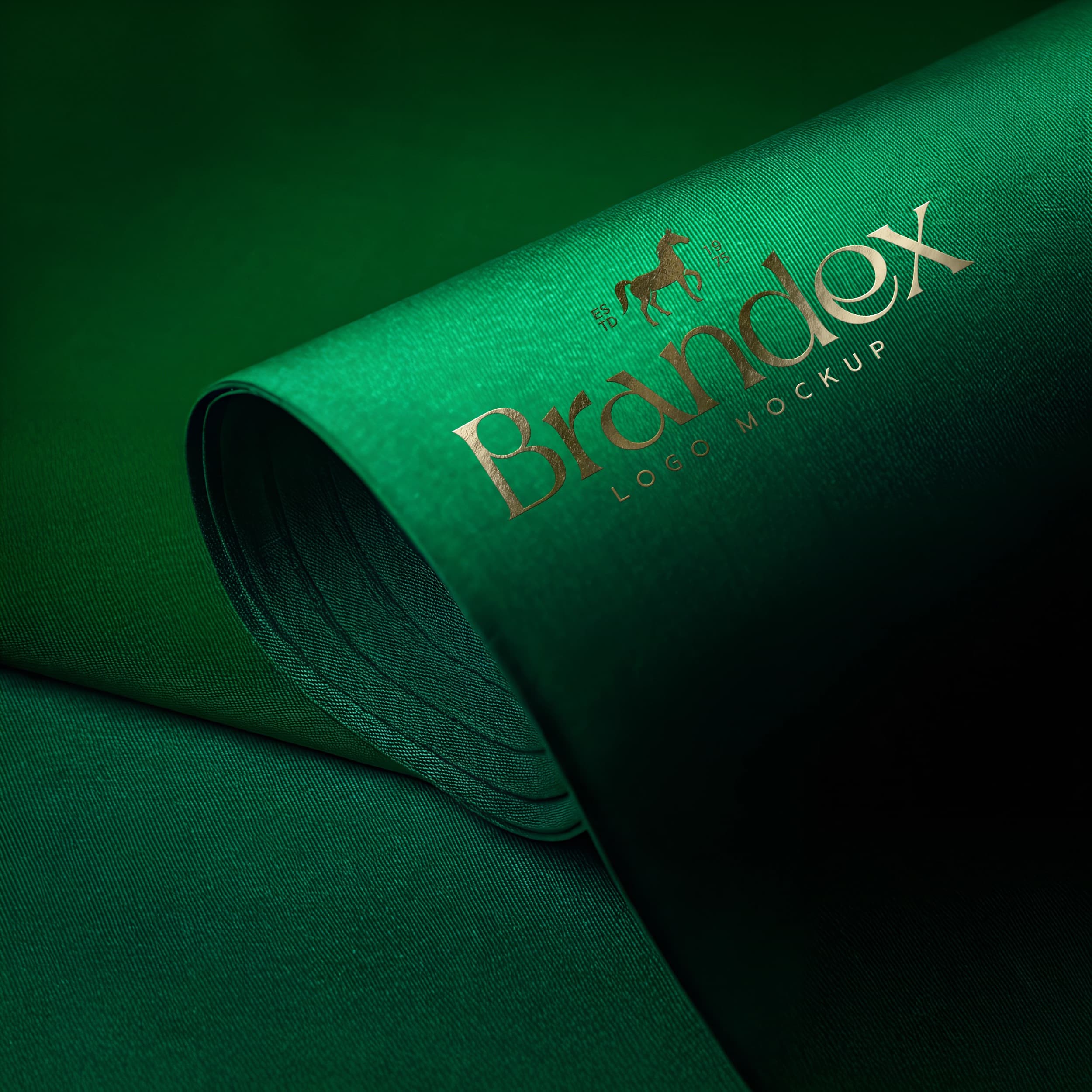 Emerald green fabric logo mockup
