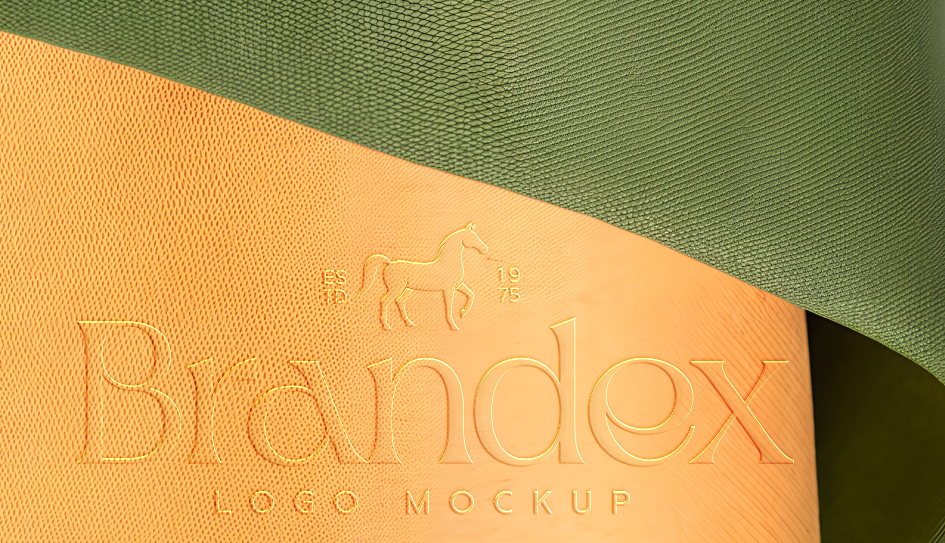 Textured logo mockup on leather surface