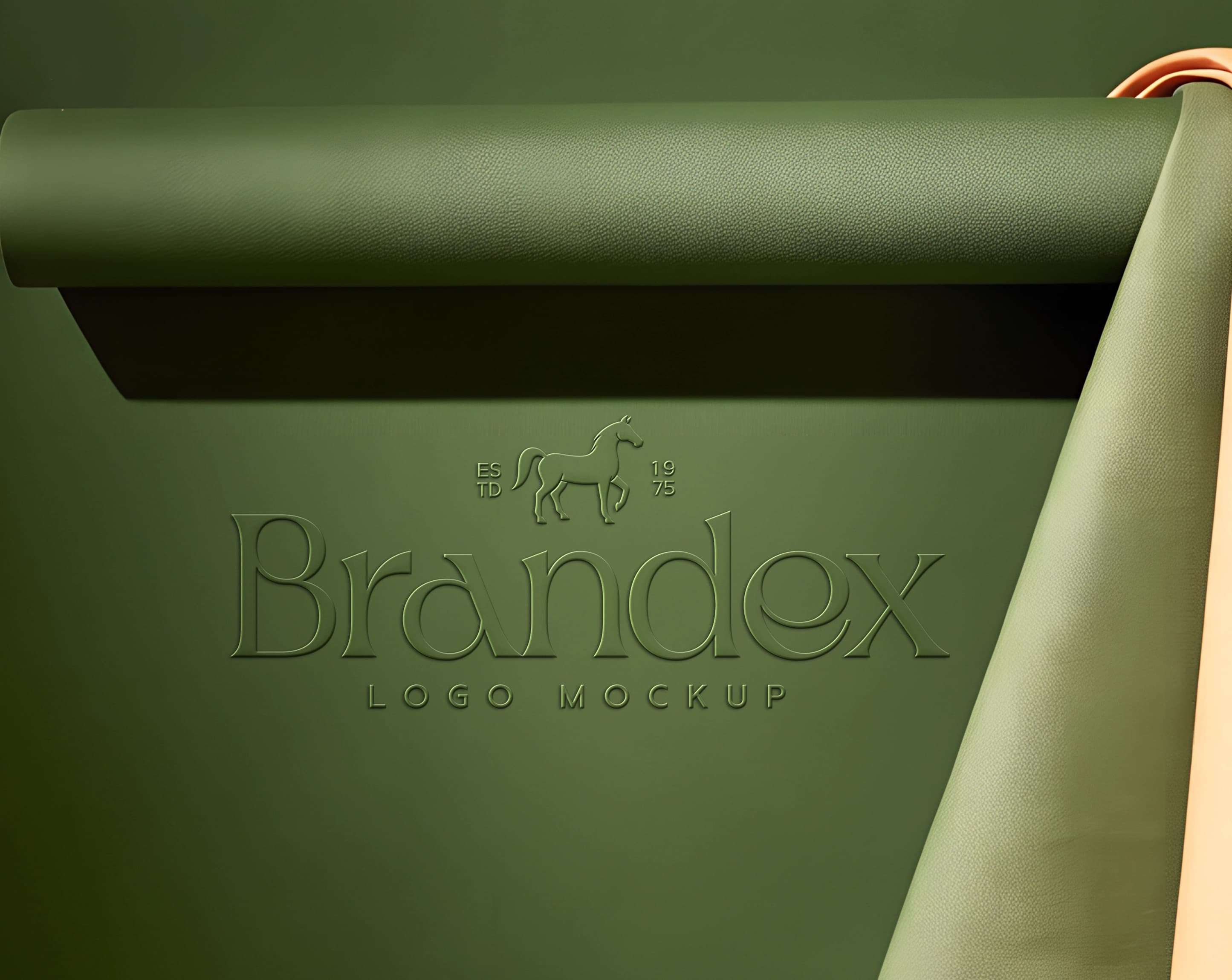 Green leather logo mockup
