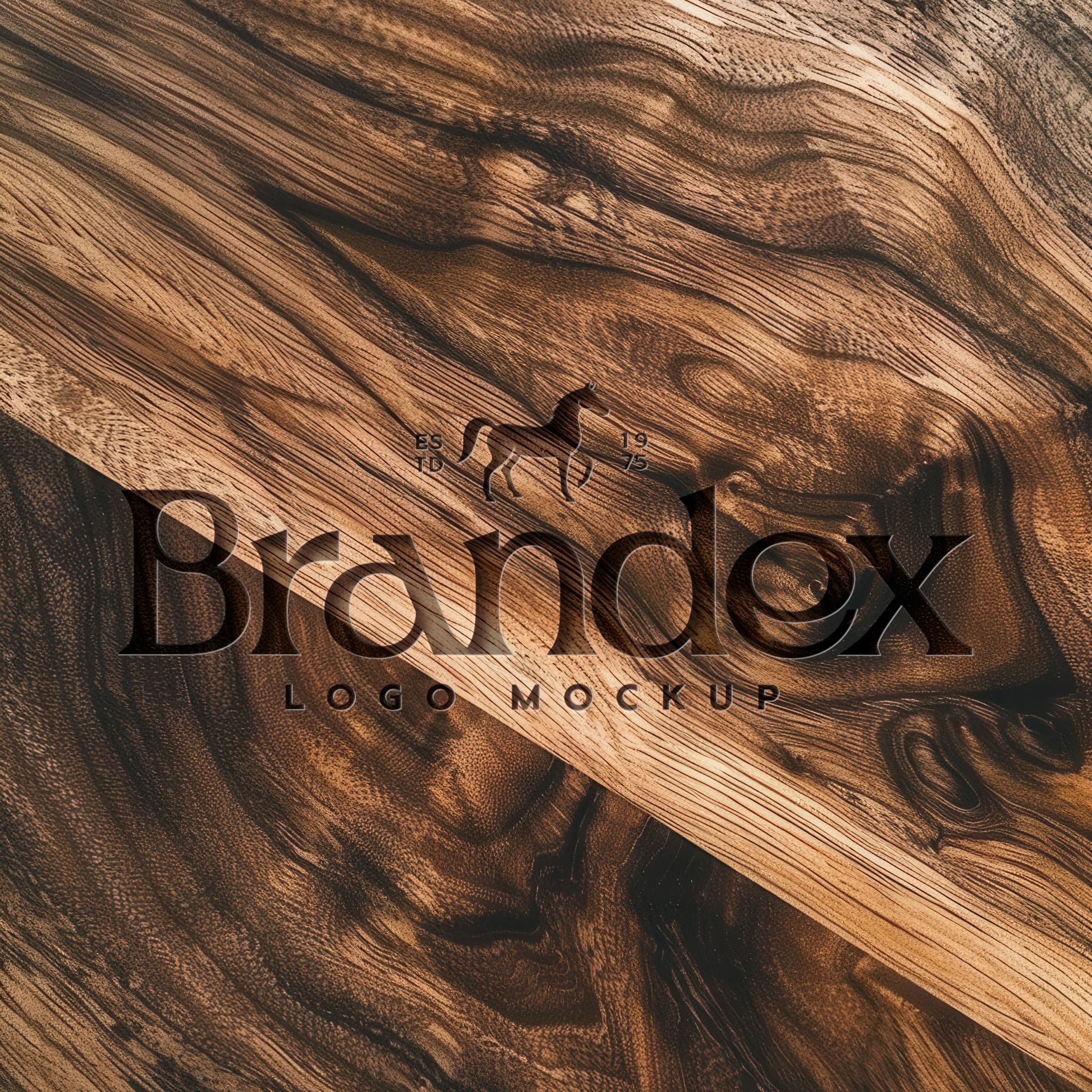 Rustic wood logo mockup