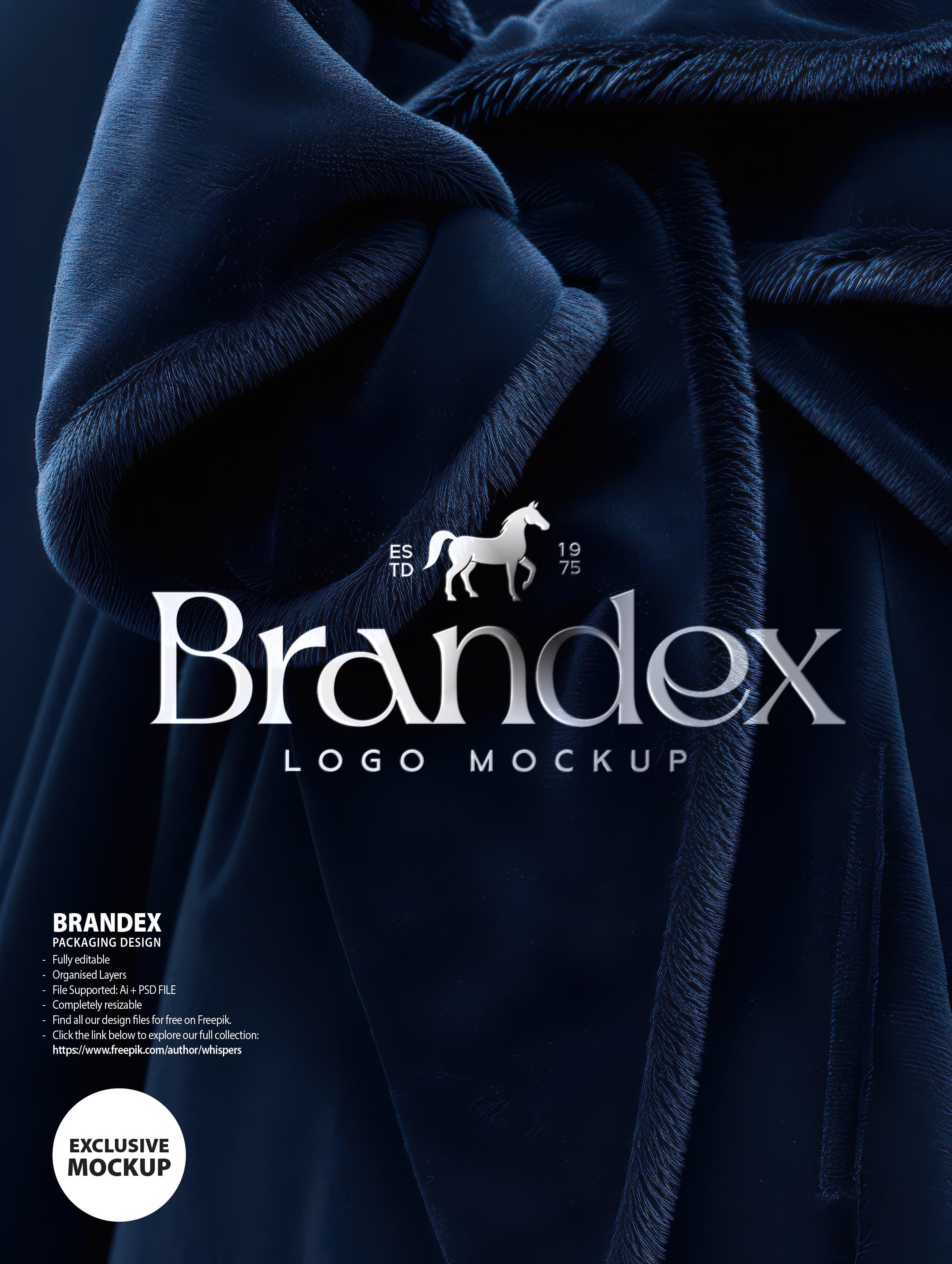 Luxurious velvet fabric logo mockup