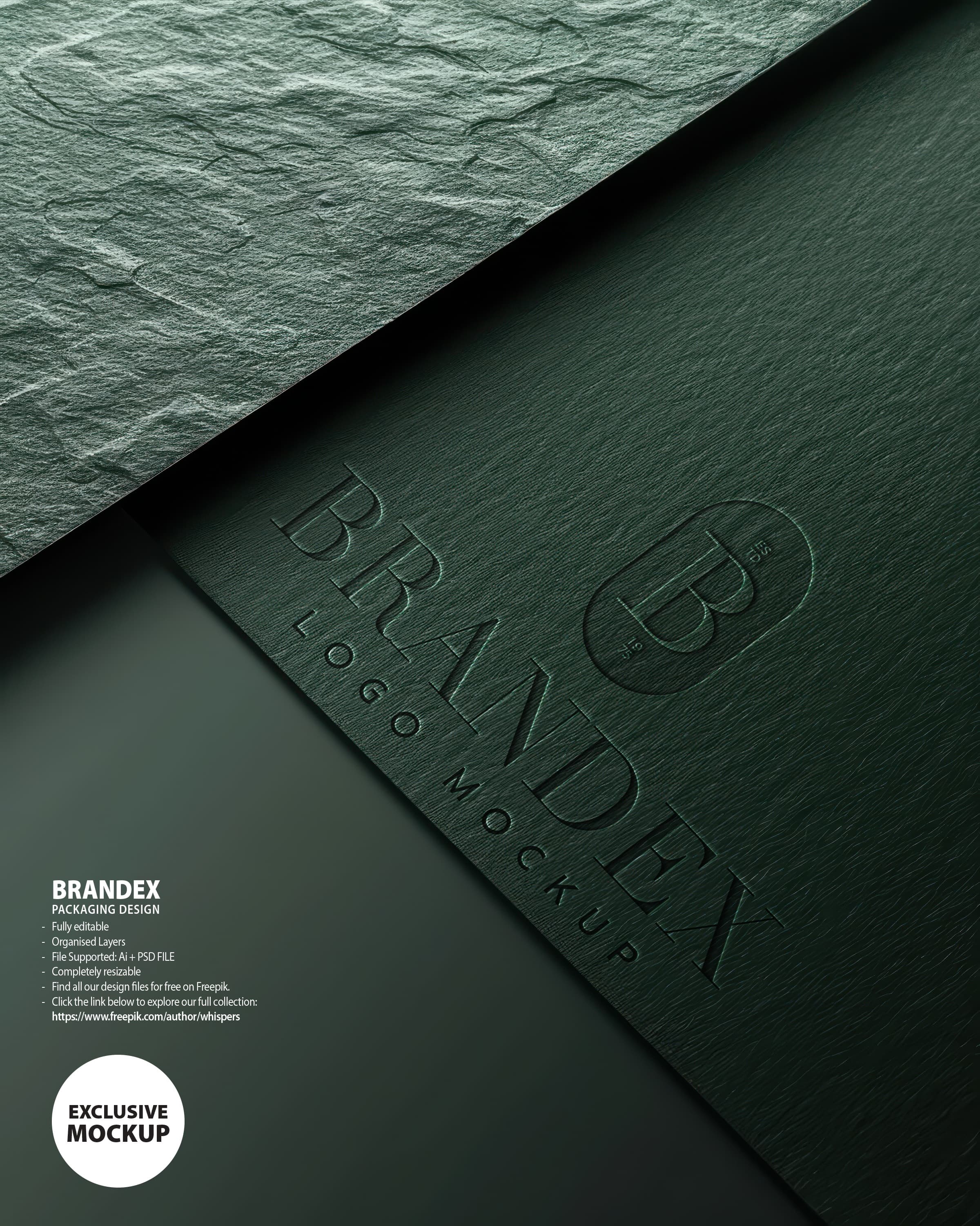 Dark embossed logo mockup