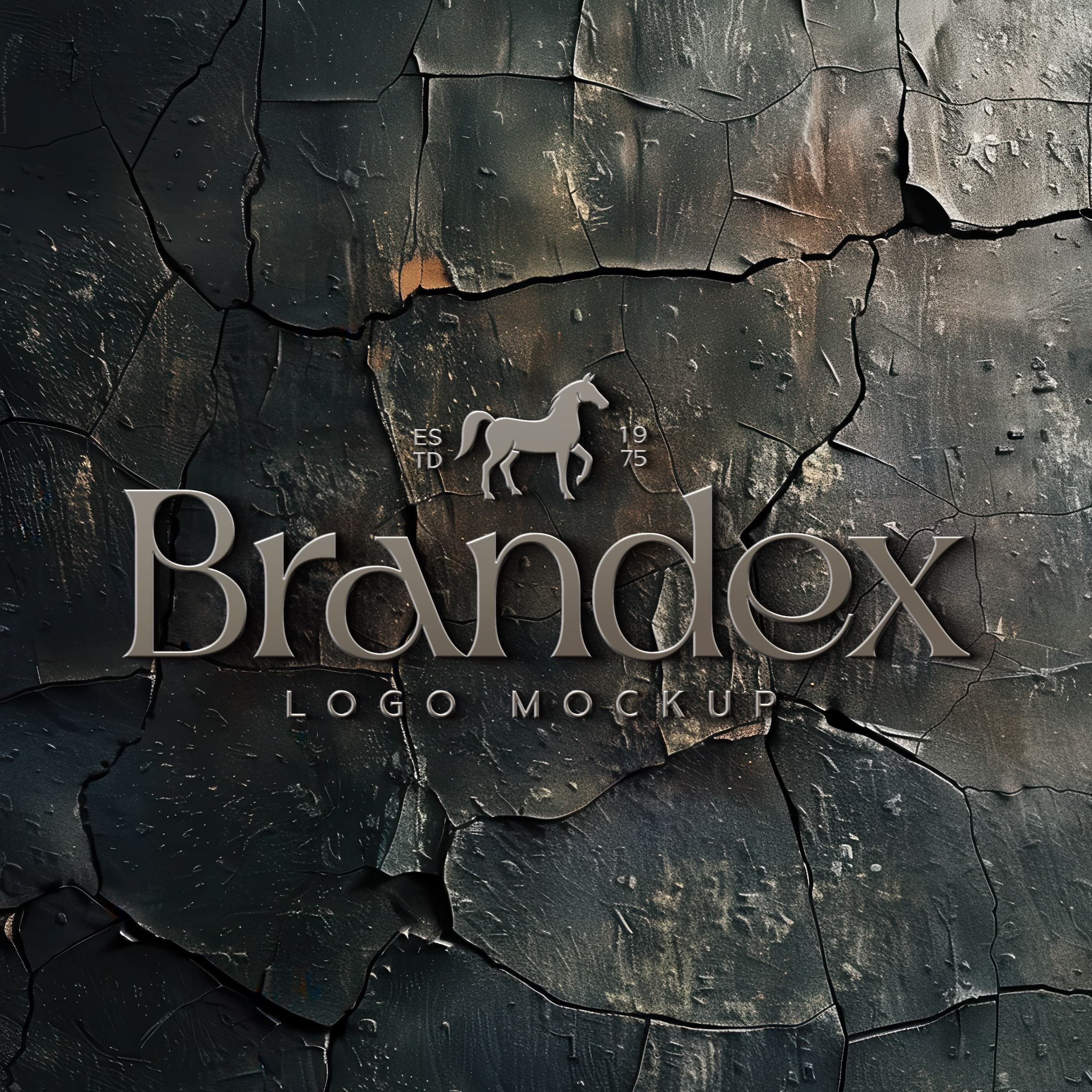 Vintage cracked wall logo mockup