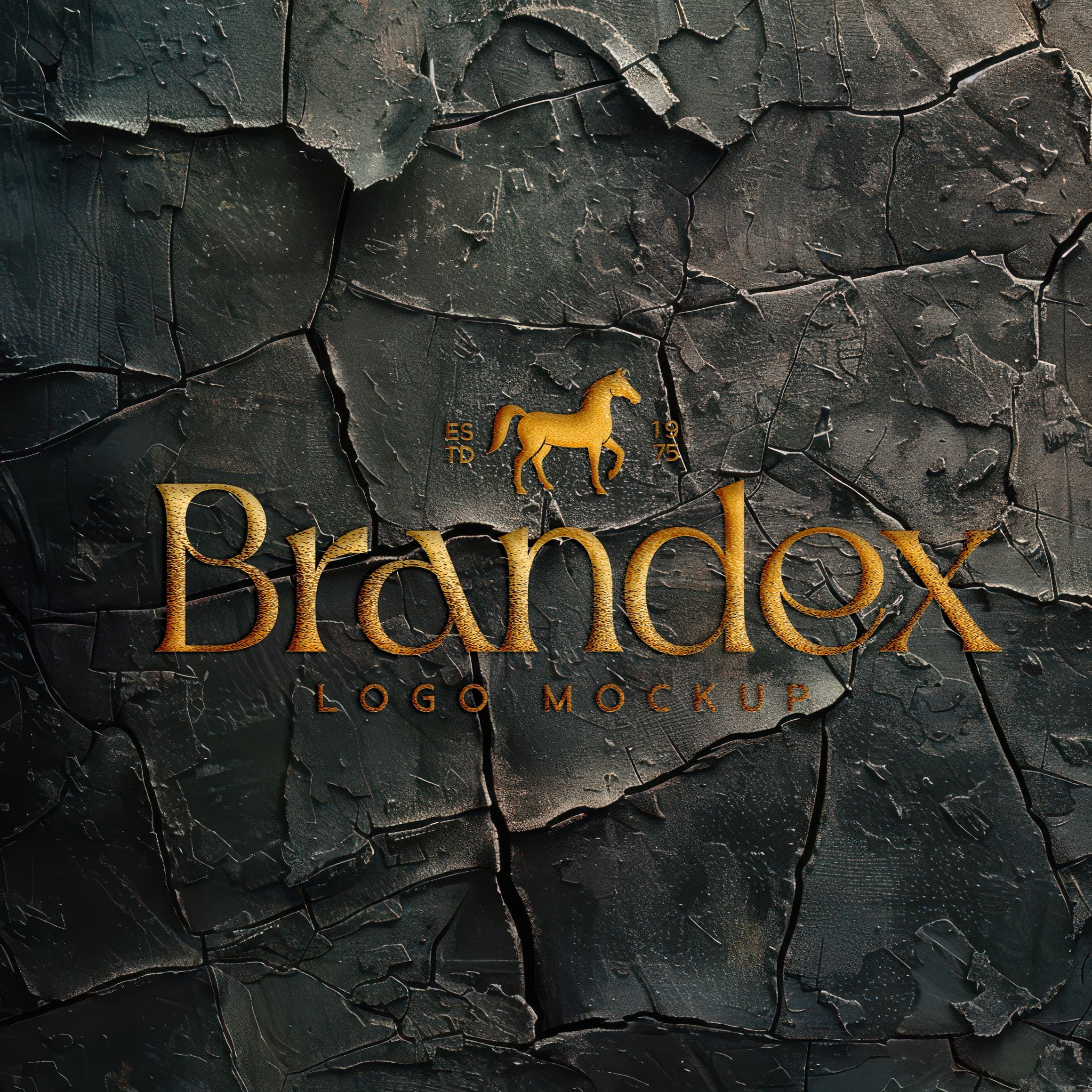 Cracked stone logo mockup