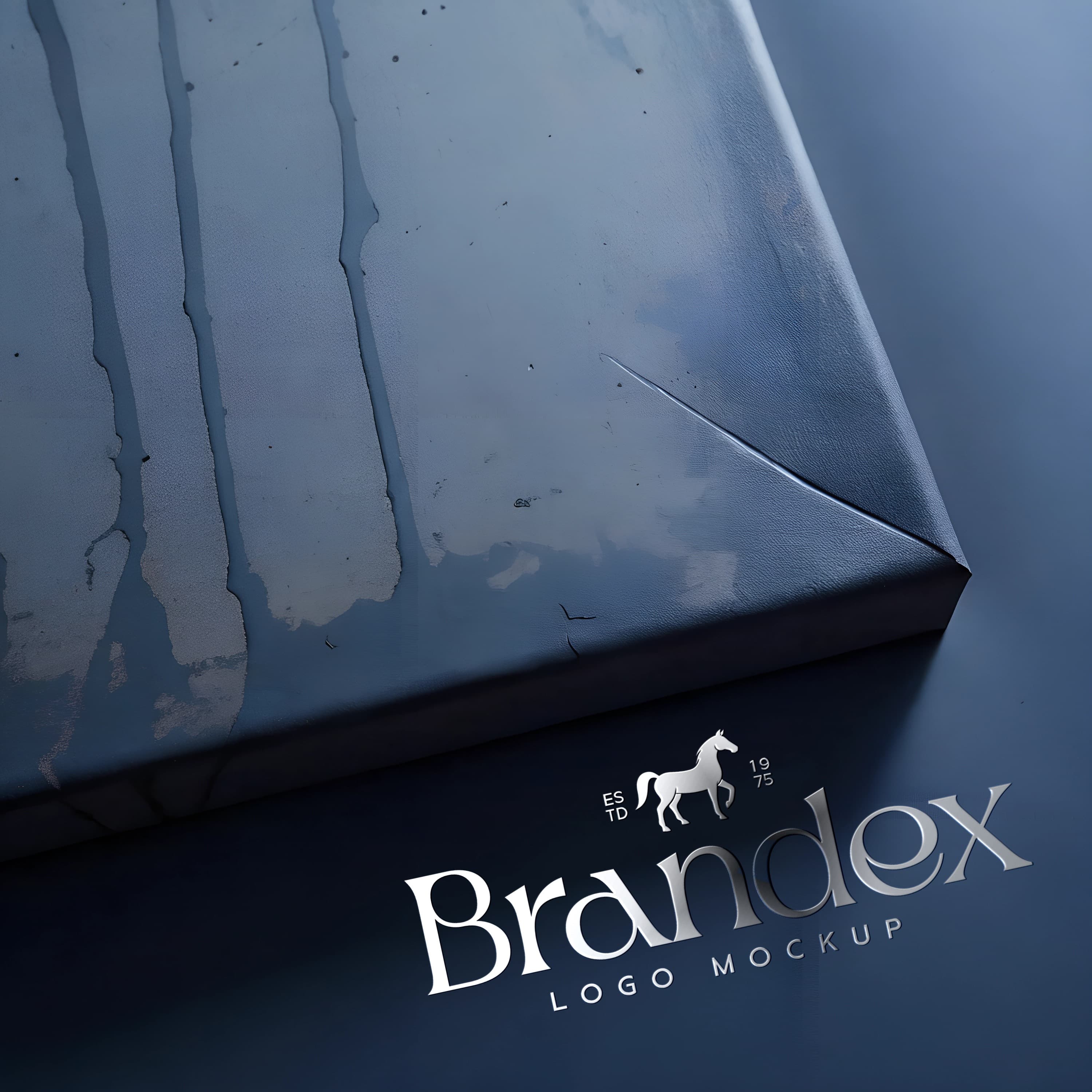 Elegant blue canvas logo mockup