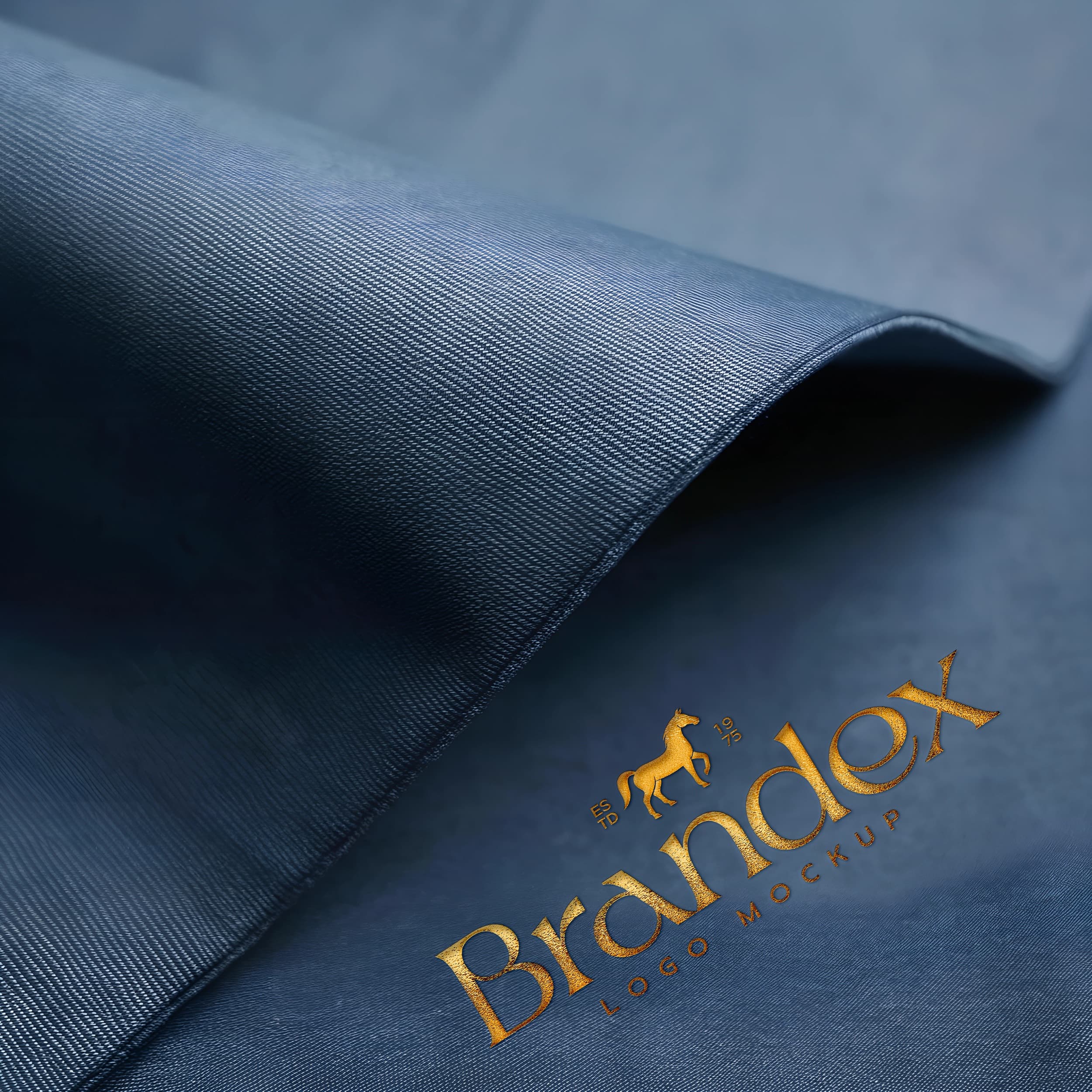 Blue fabric logo mockup