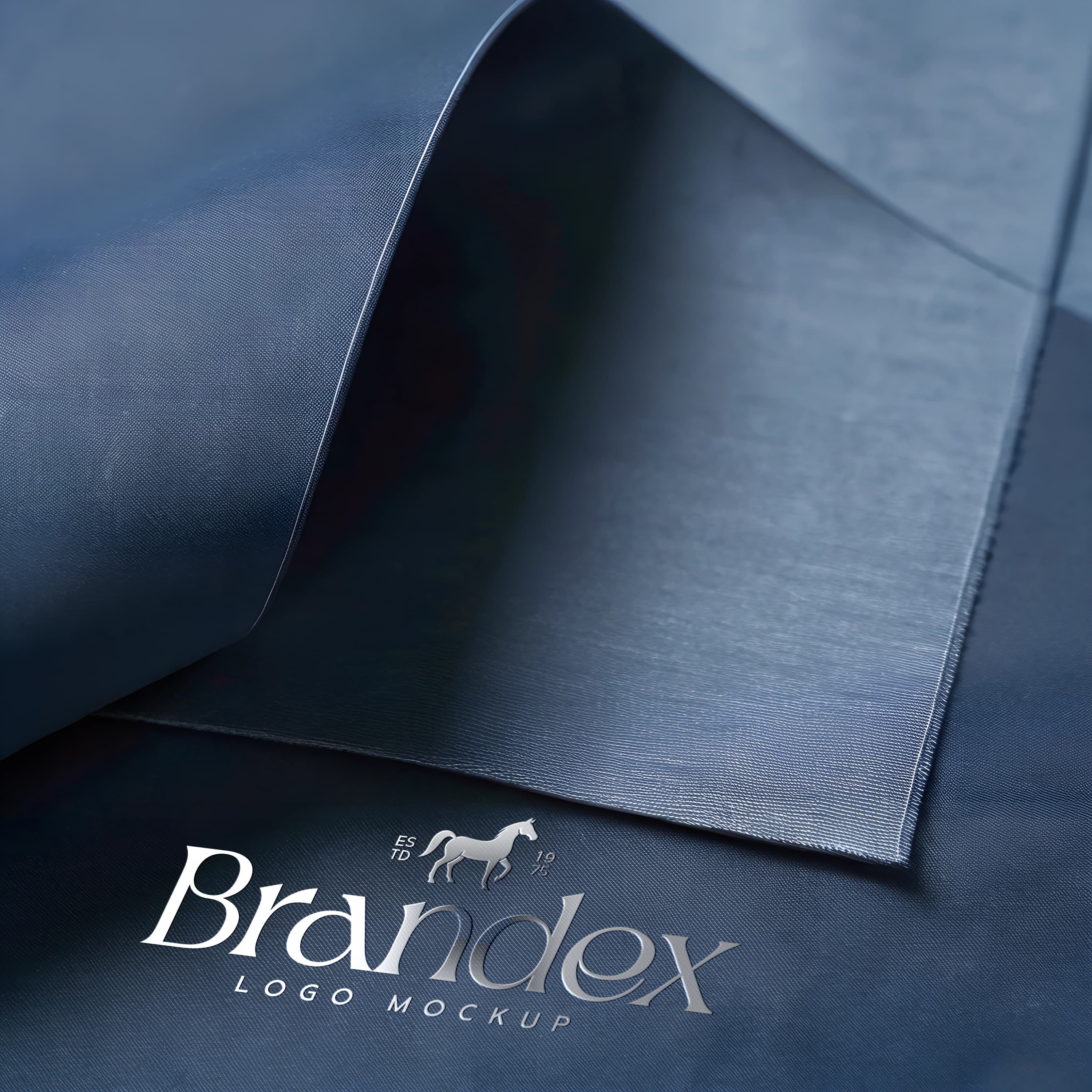 Elegant blue fabric logo mockup