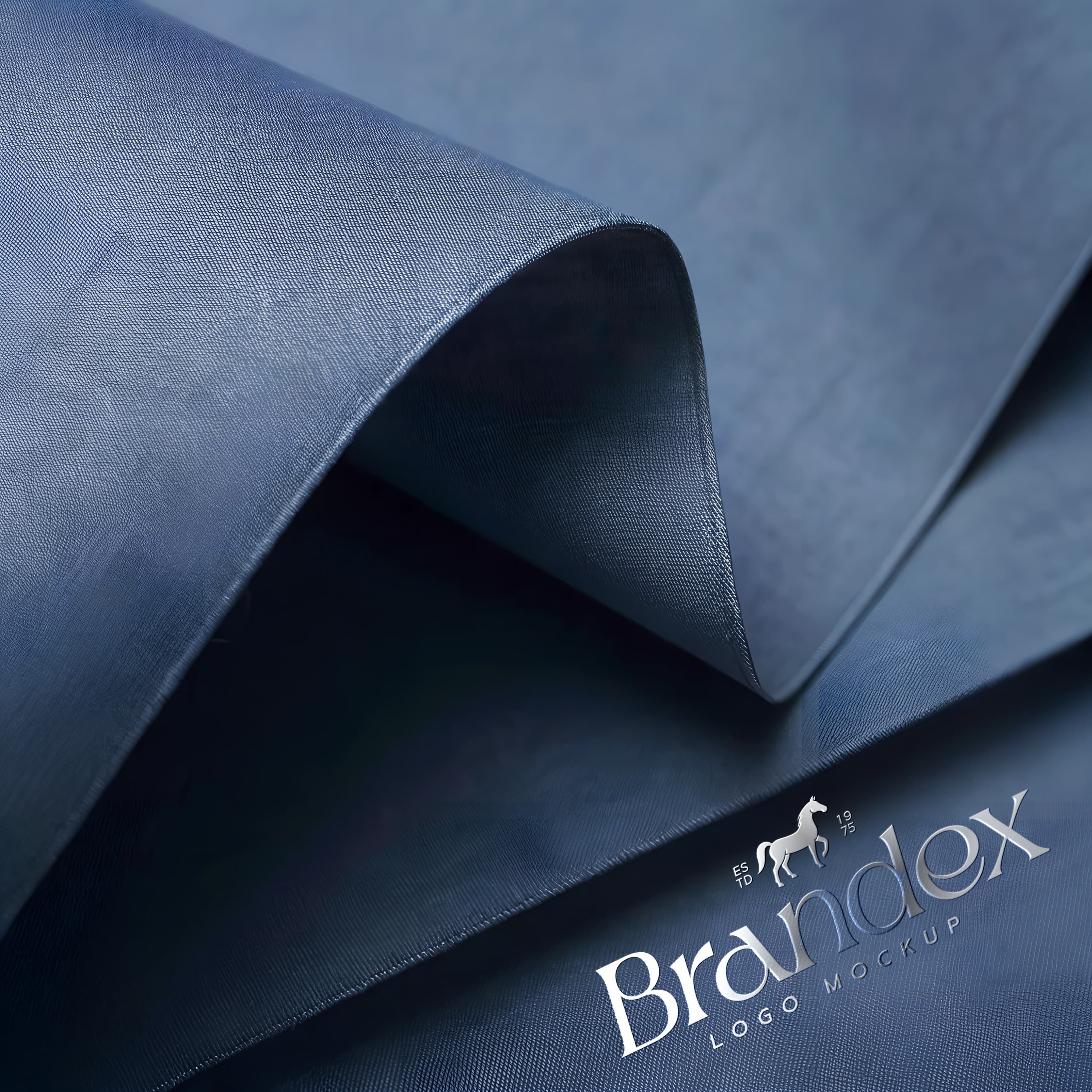 Folded blue leather texture mockup