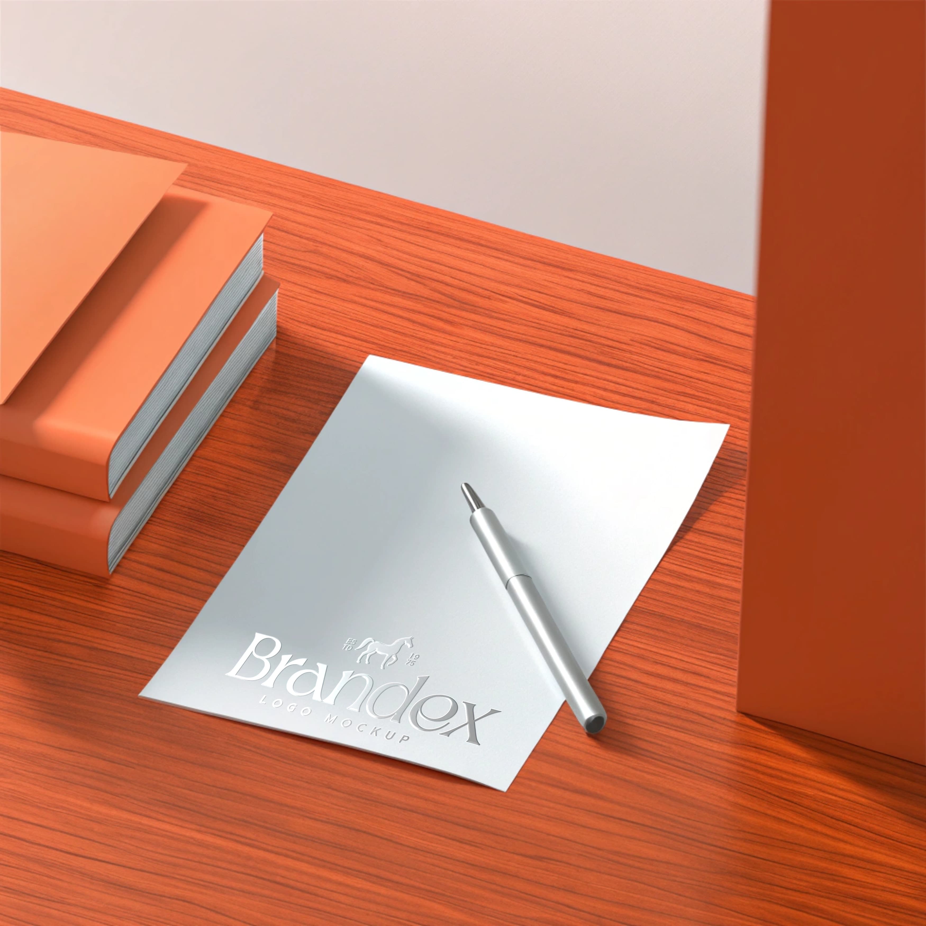 Wooden desk letterhead mockup