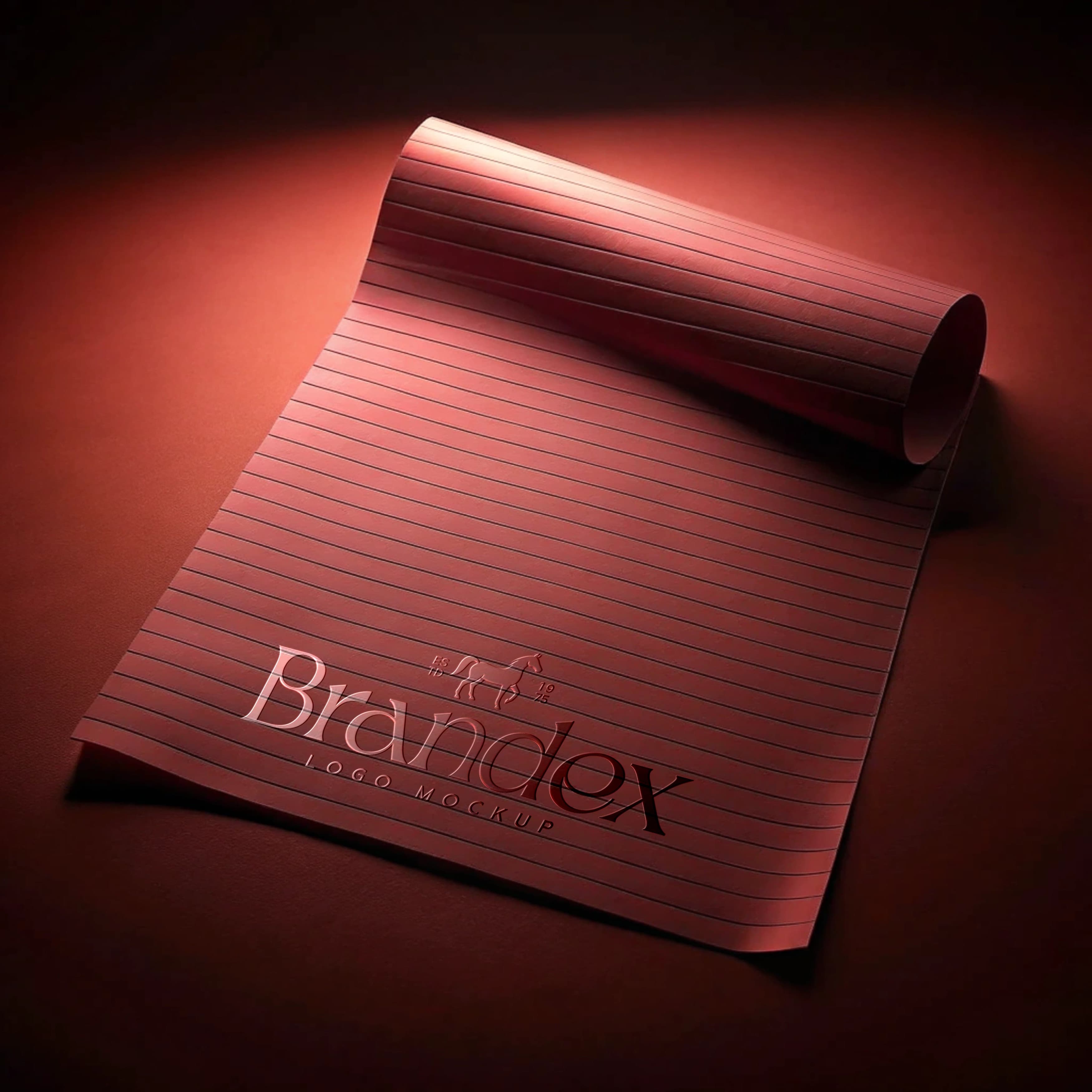 Elegant red lined paper mockup