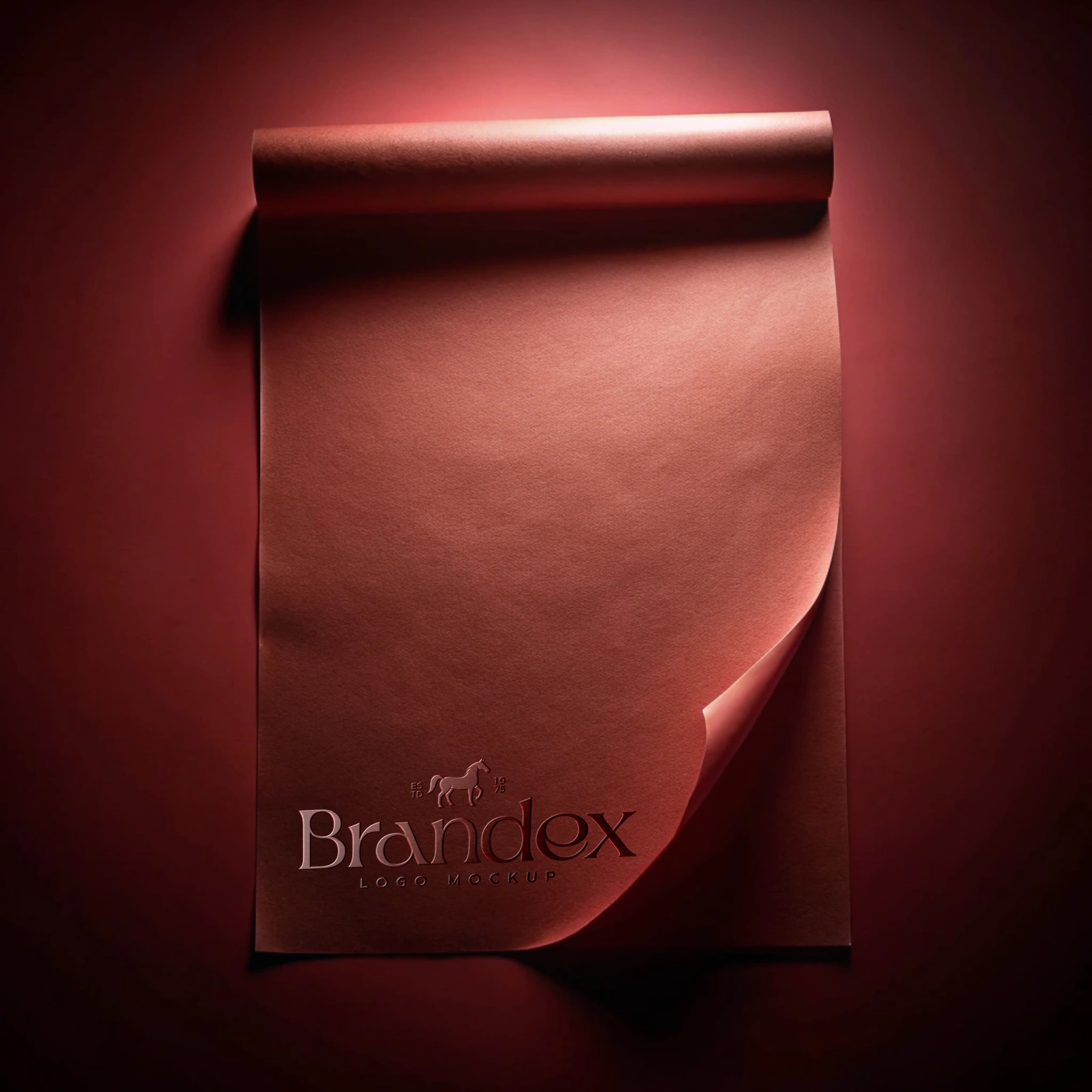 Luxurious red paper logo mockup