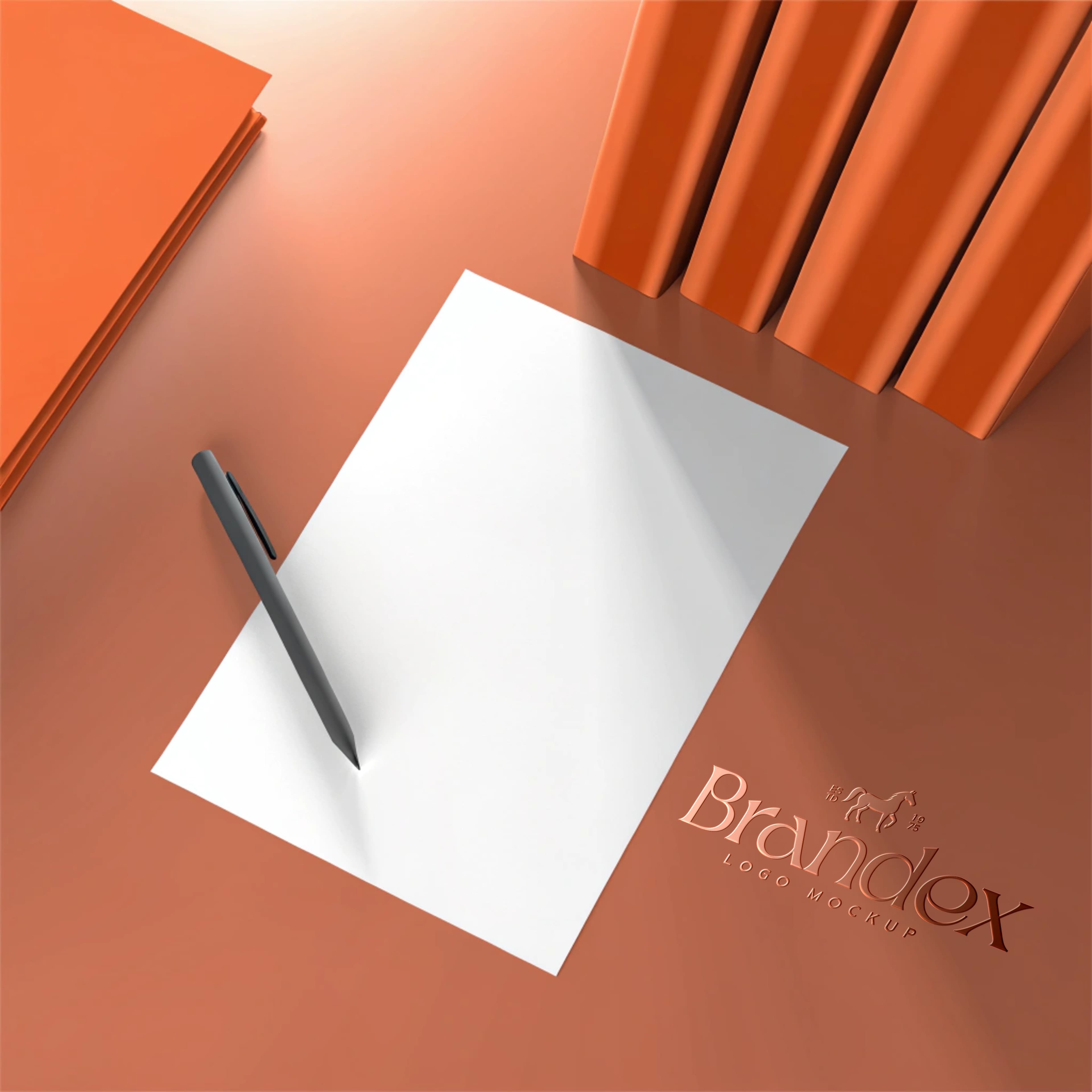Elegant stationery paper and pen mockup