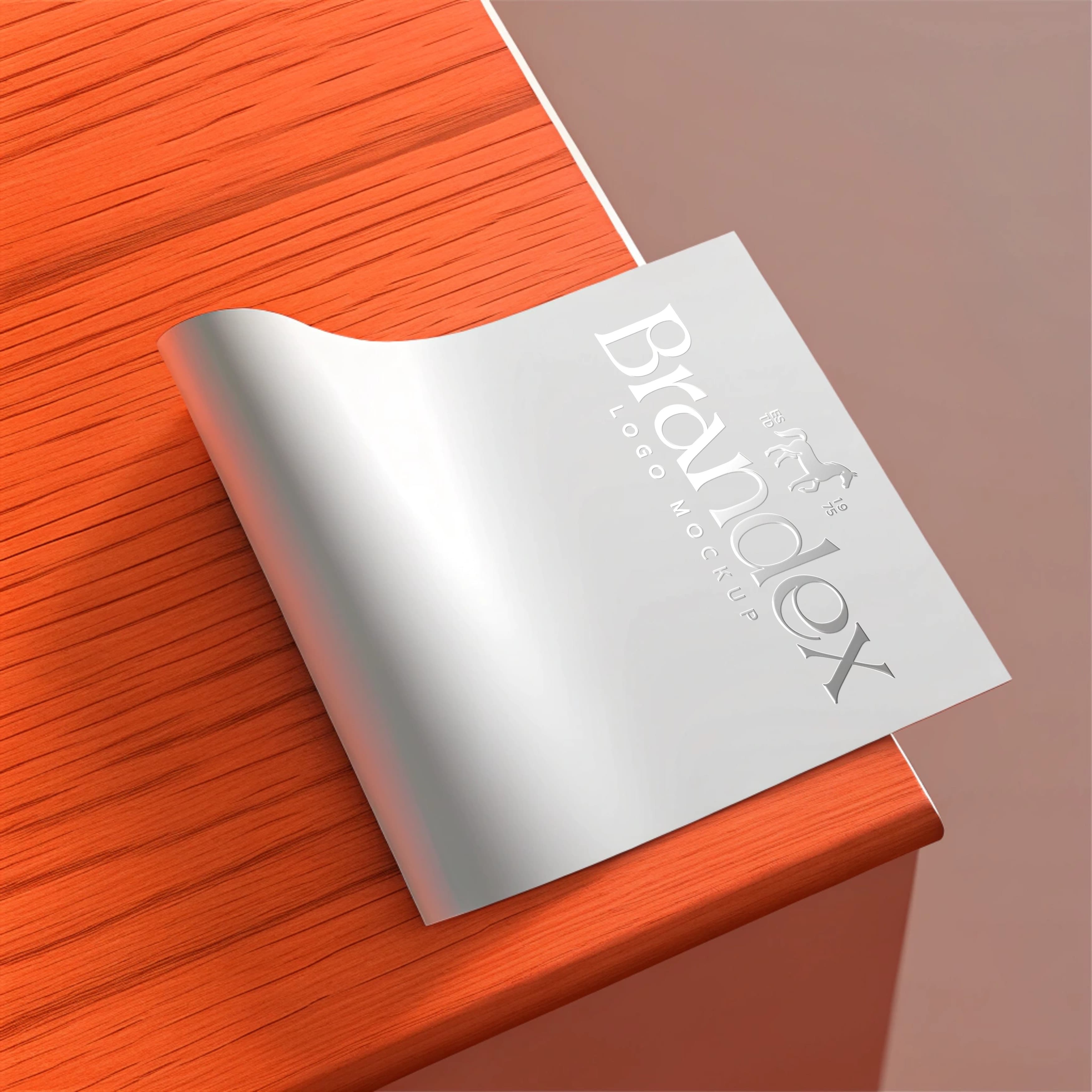 Embossed silver logo mockup