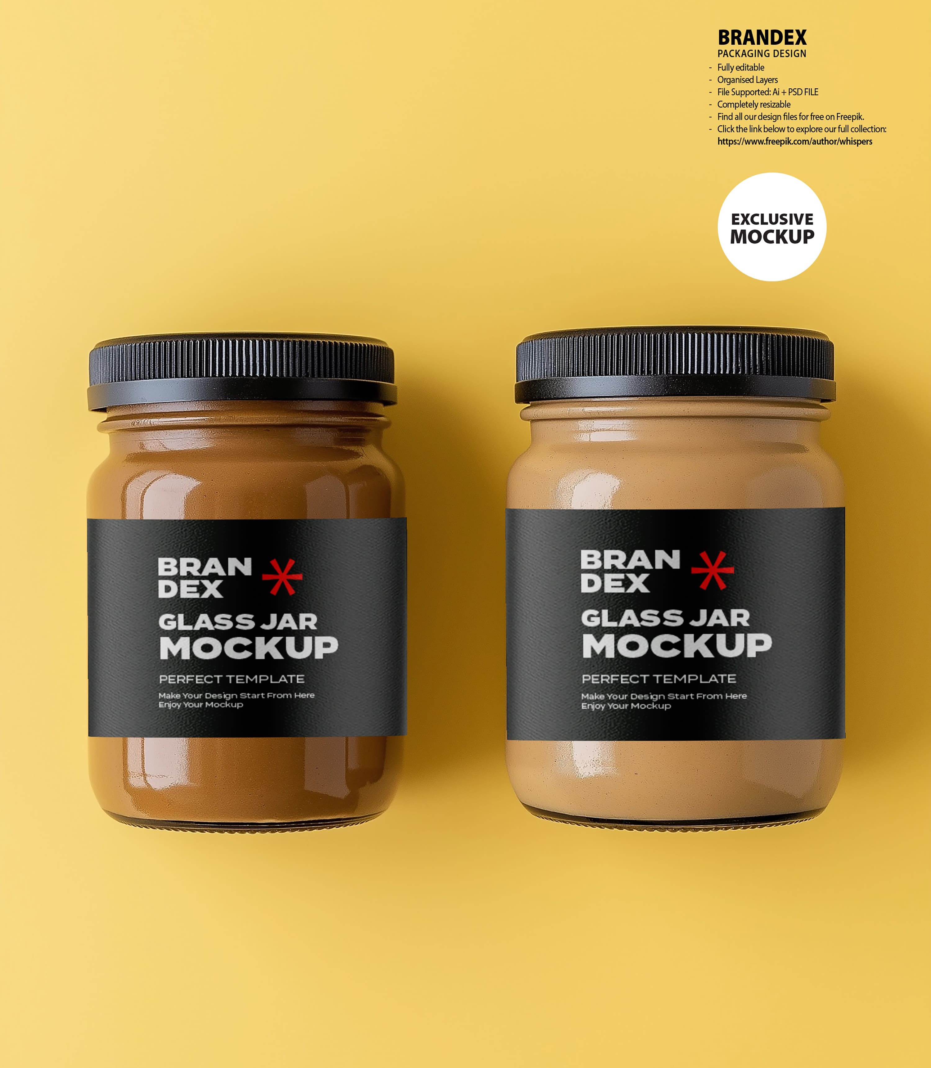 Dark label glass jar mockup