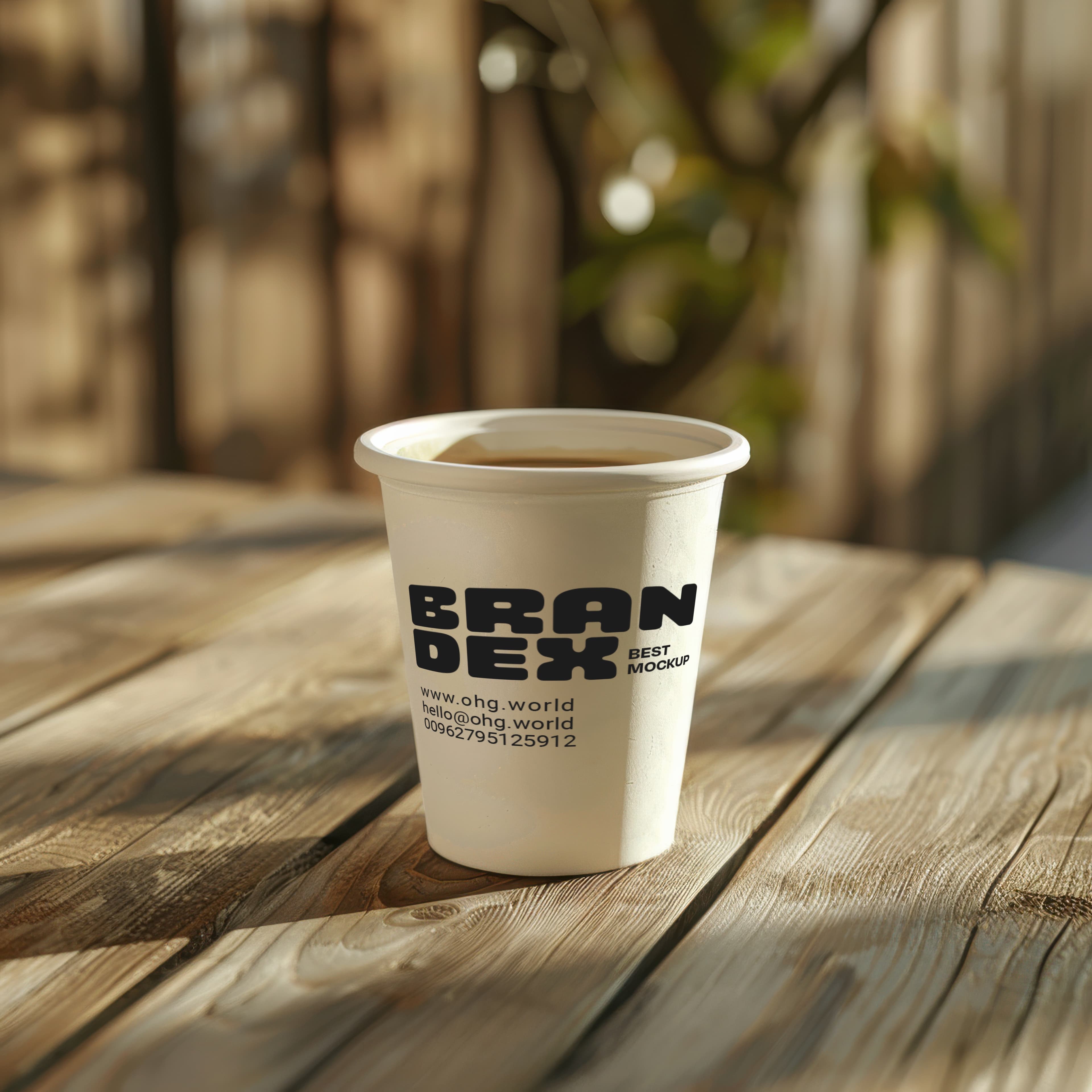 Outdoor paper coffee cup mockup