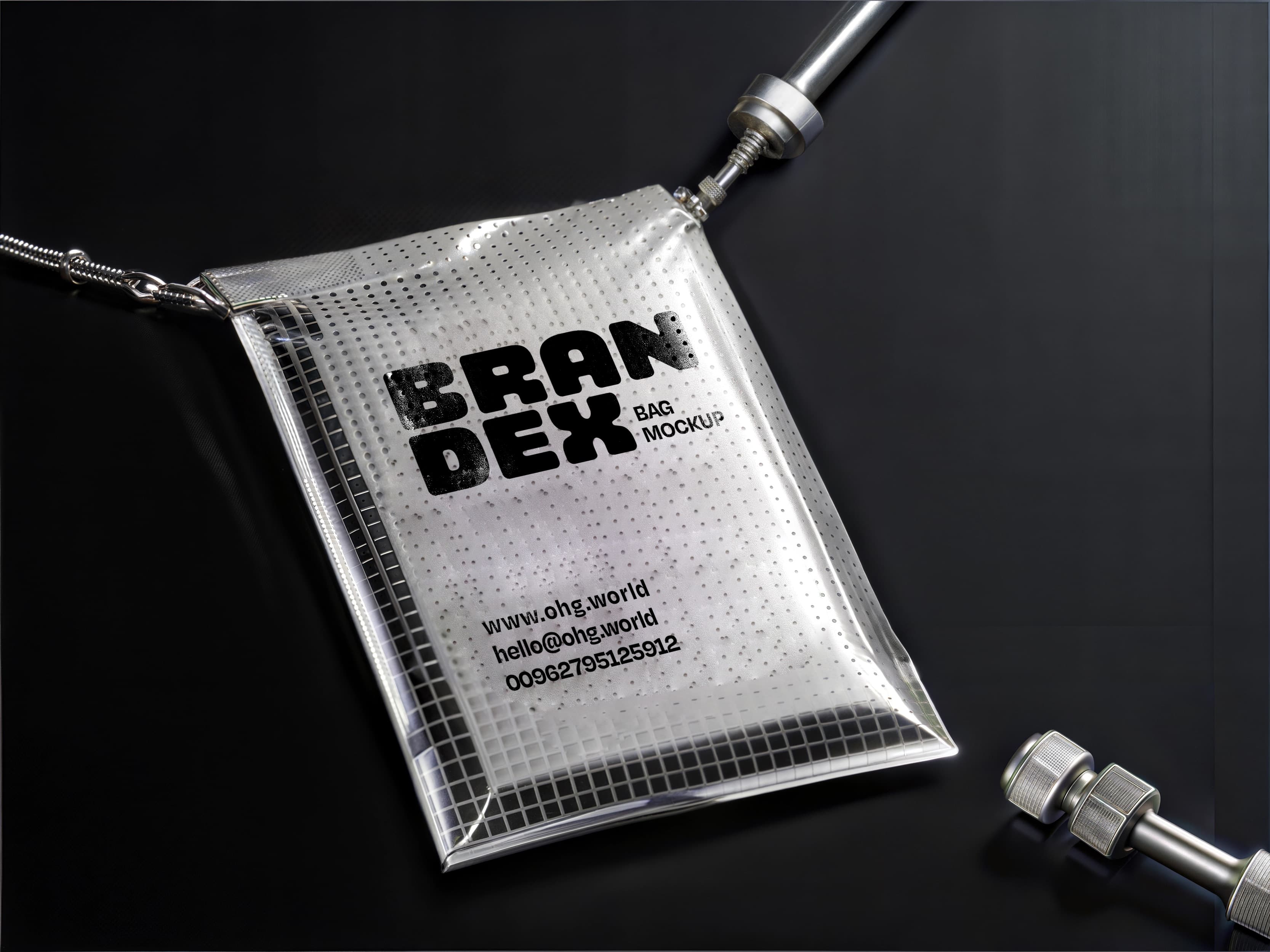 Transparent perforated bag mockup