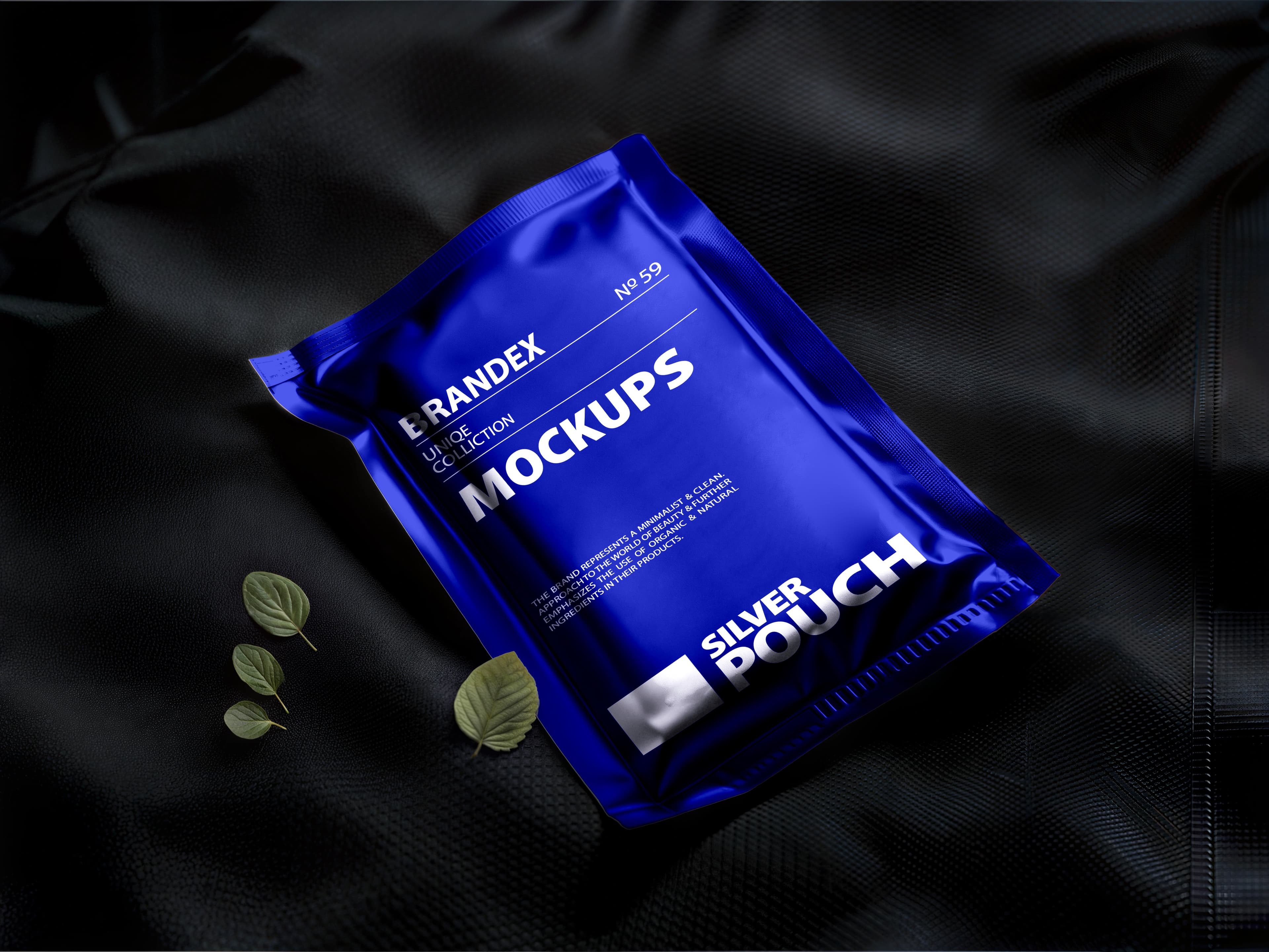 Glossy blue pouch mockup