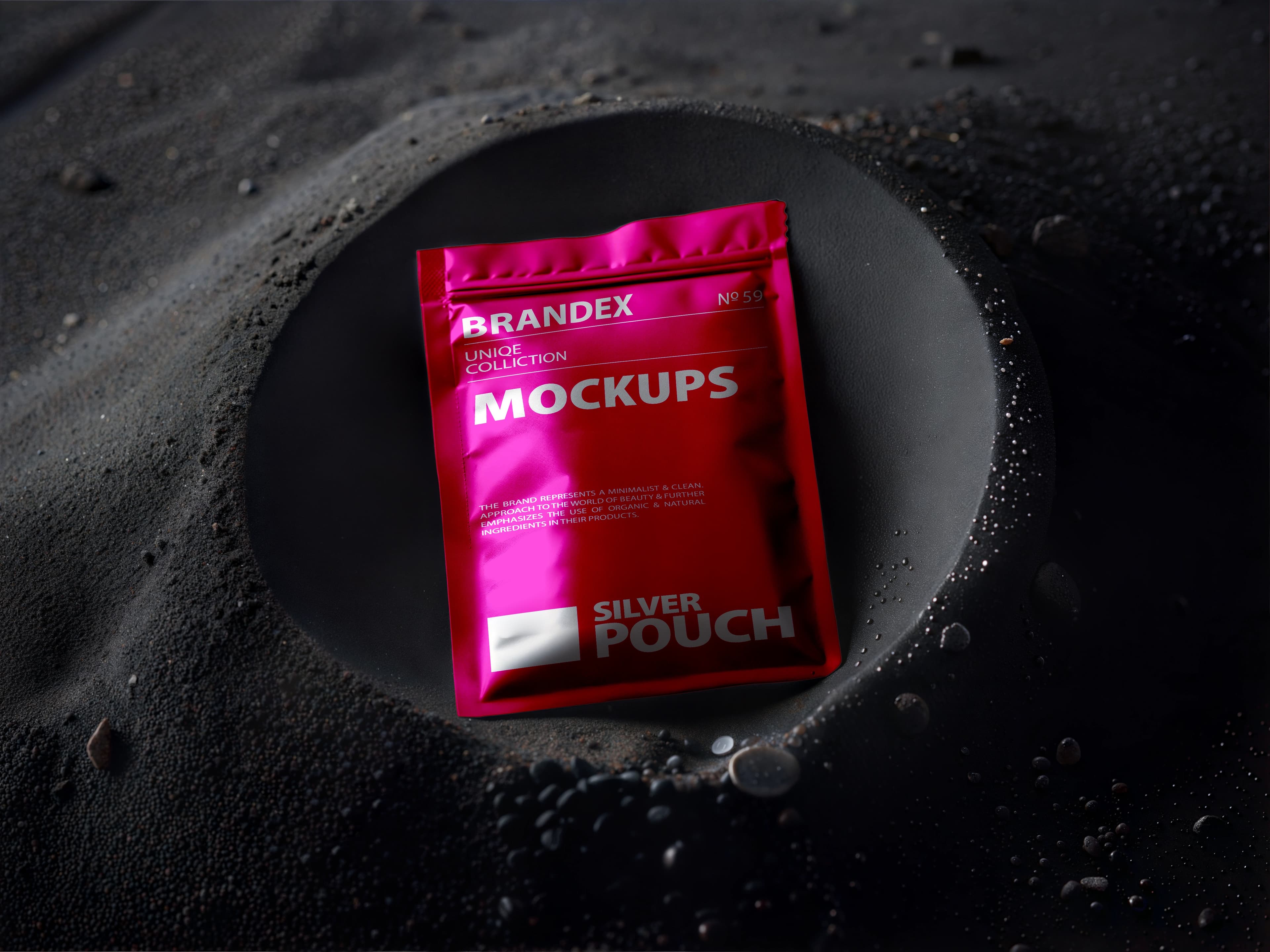 Vibrant pink foil pouch mockup