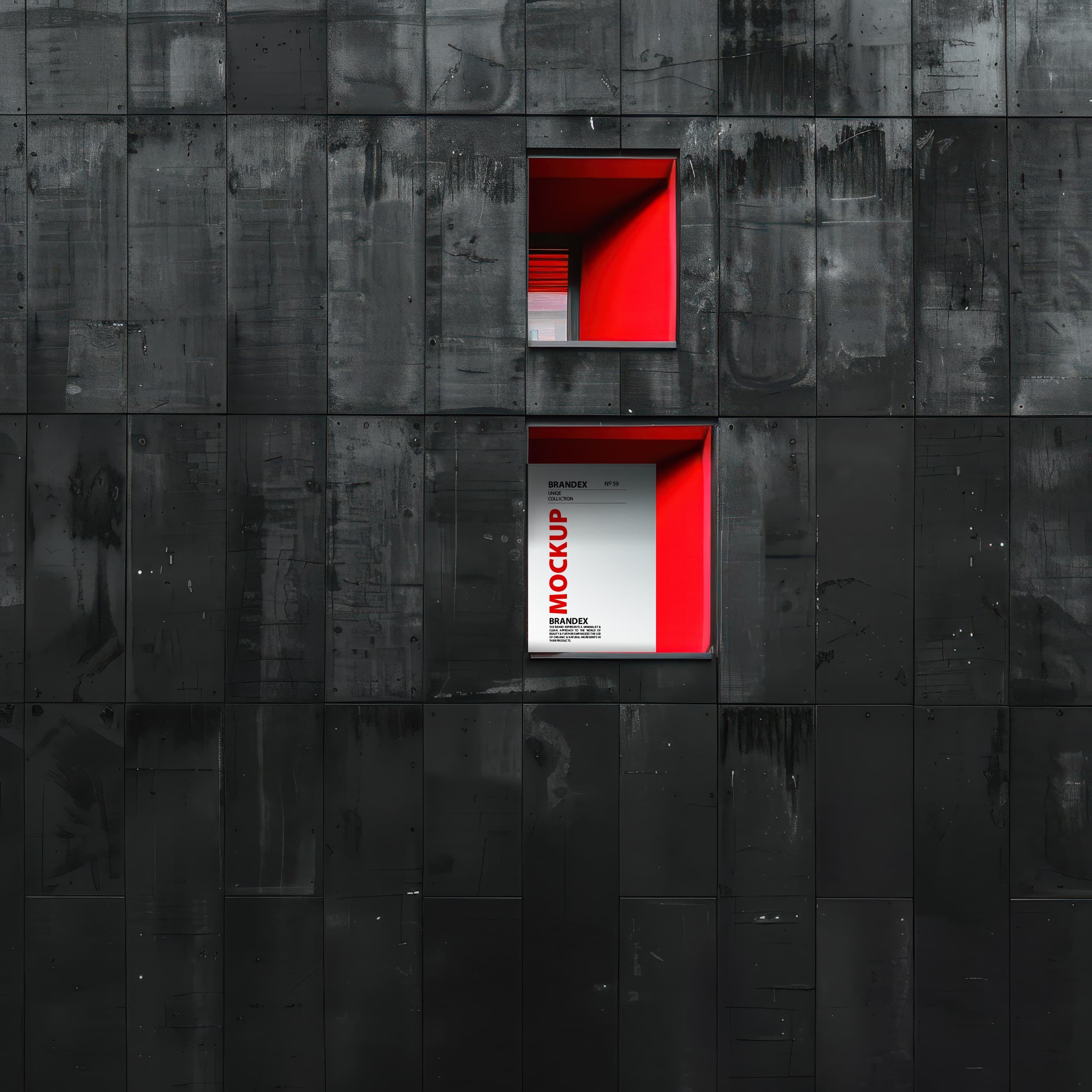 Black industrial wall poster mockup