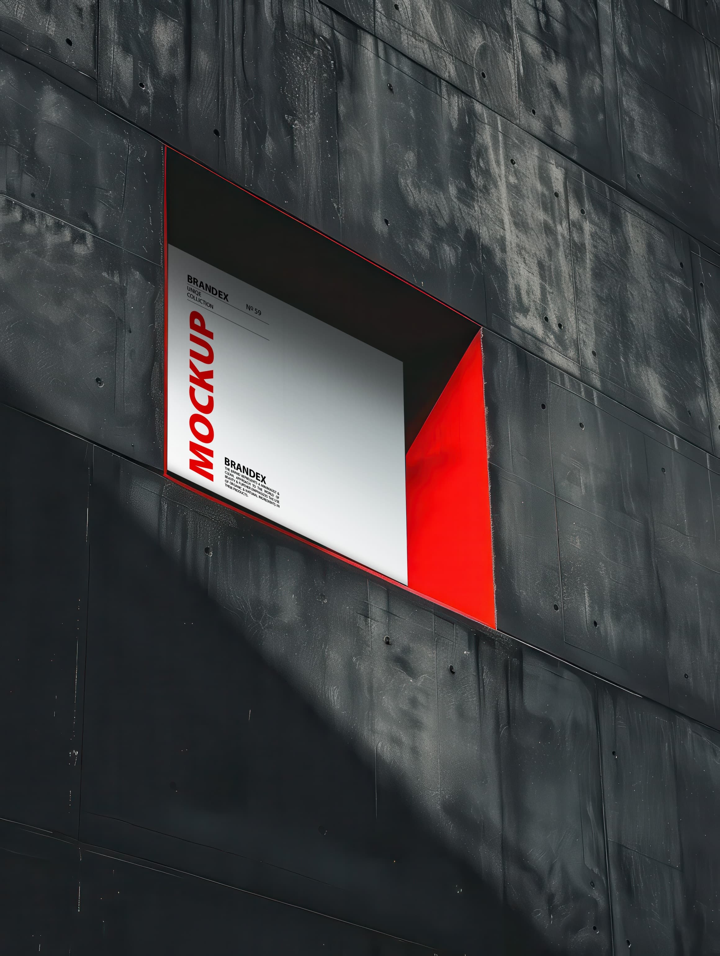 Red and white urban wall poster mockup