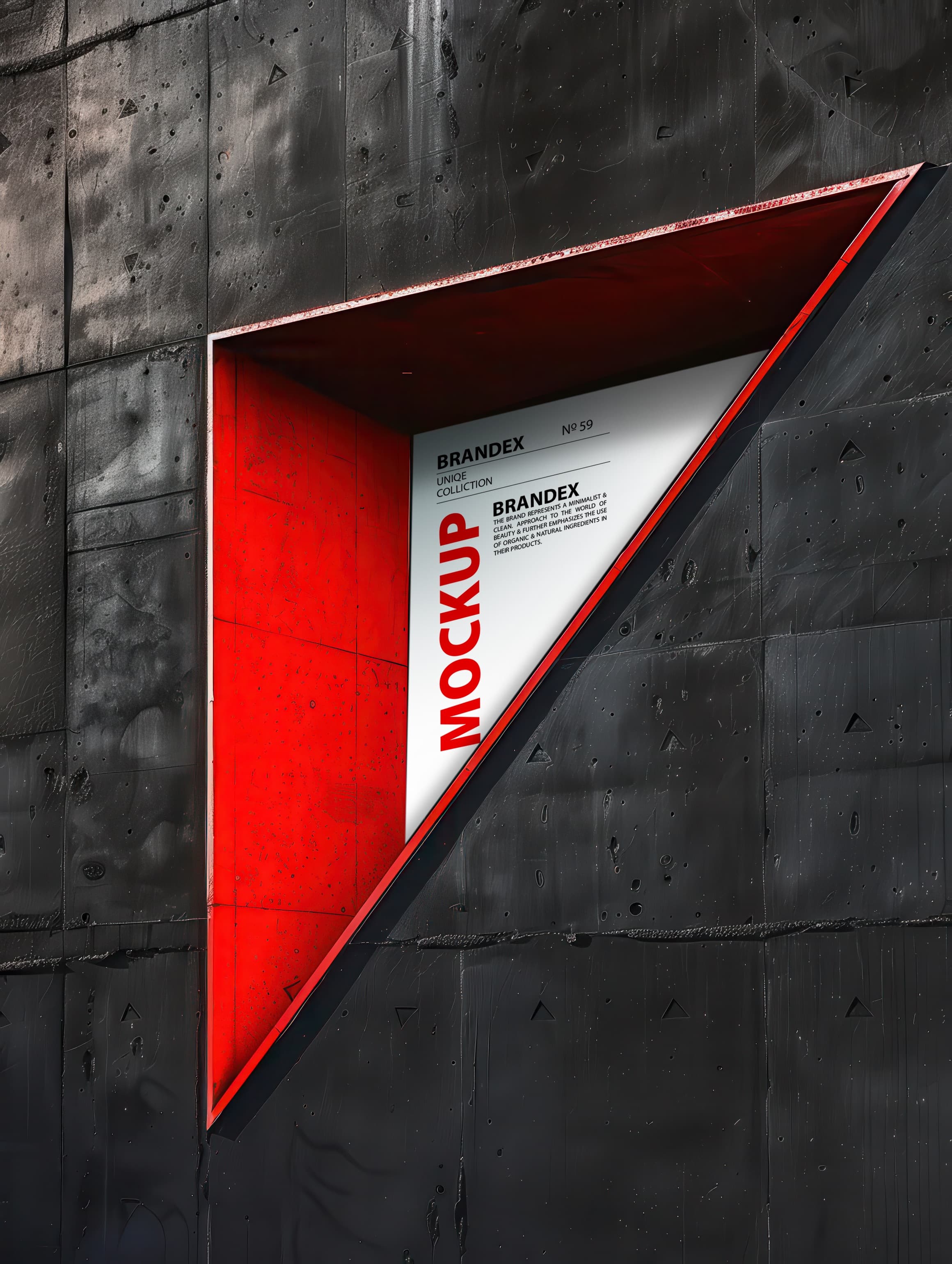 Geometric red and black wall poster mockup