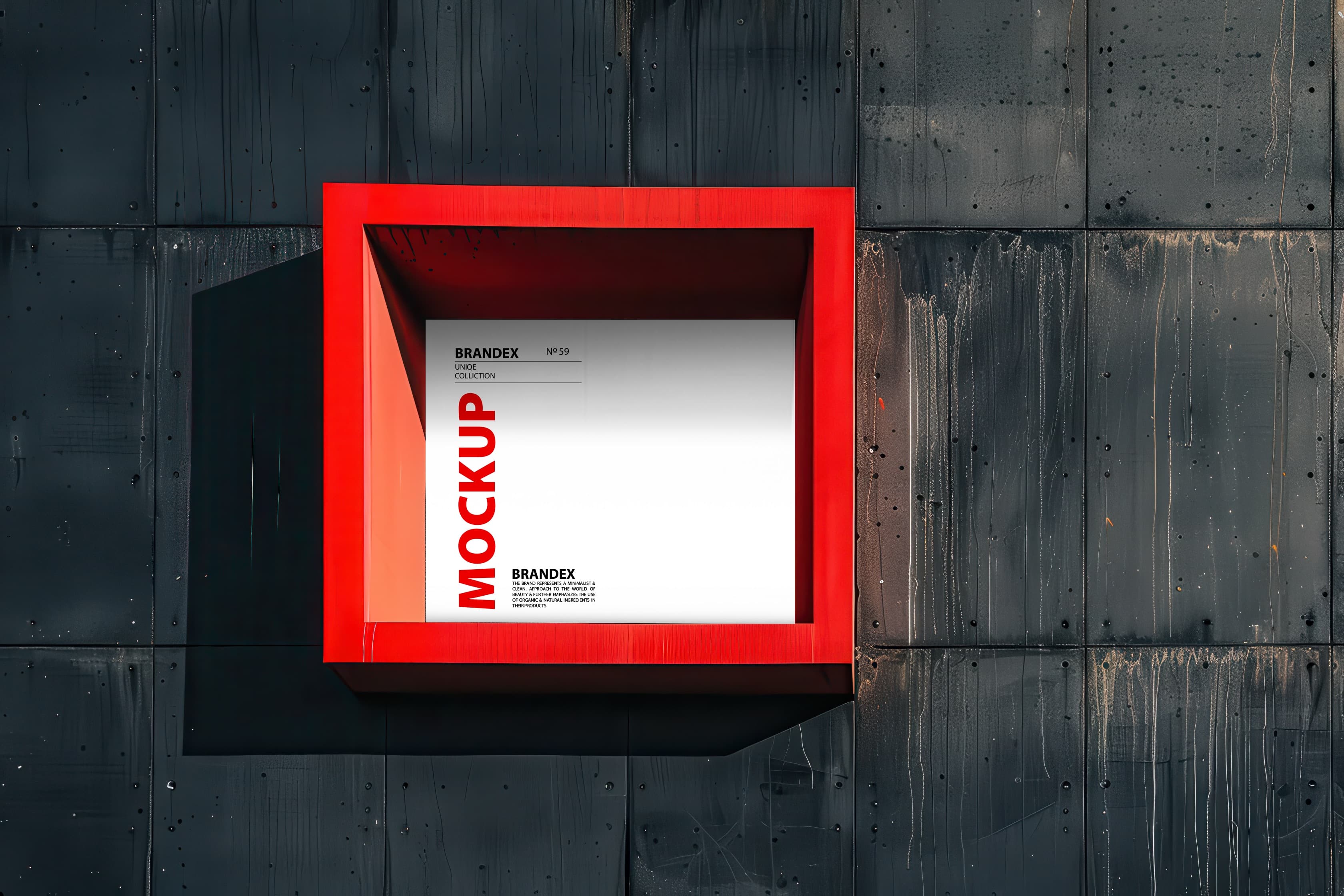 Red framed outdoor sign mockup