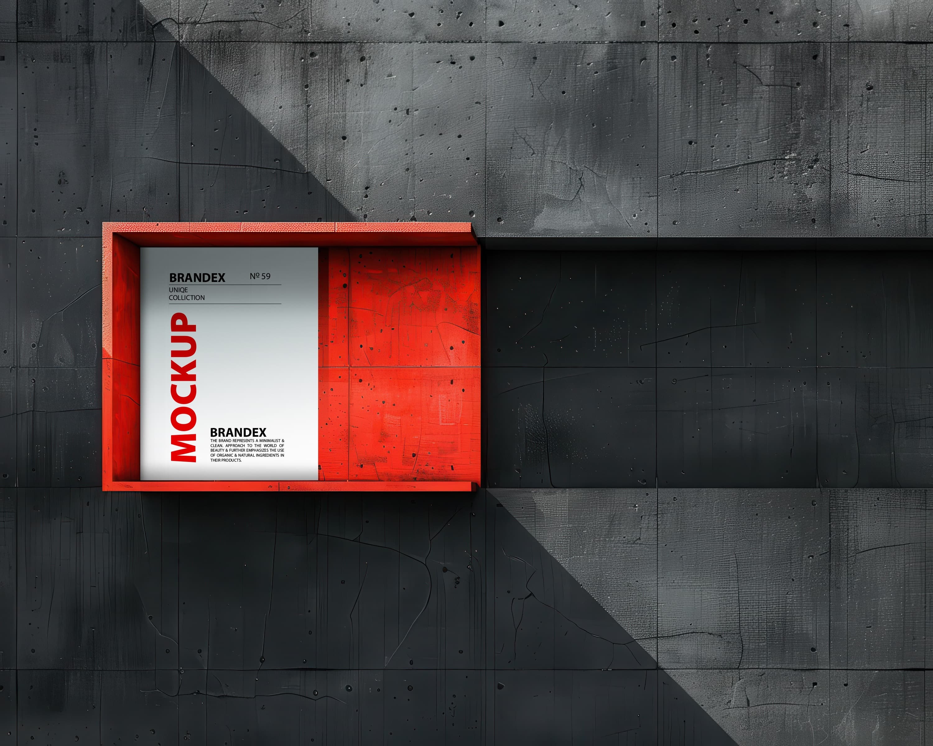 Industrial red sign frame mockup