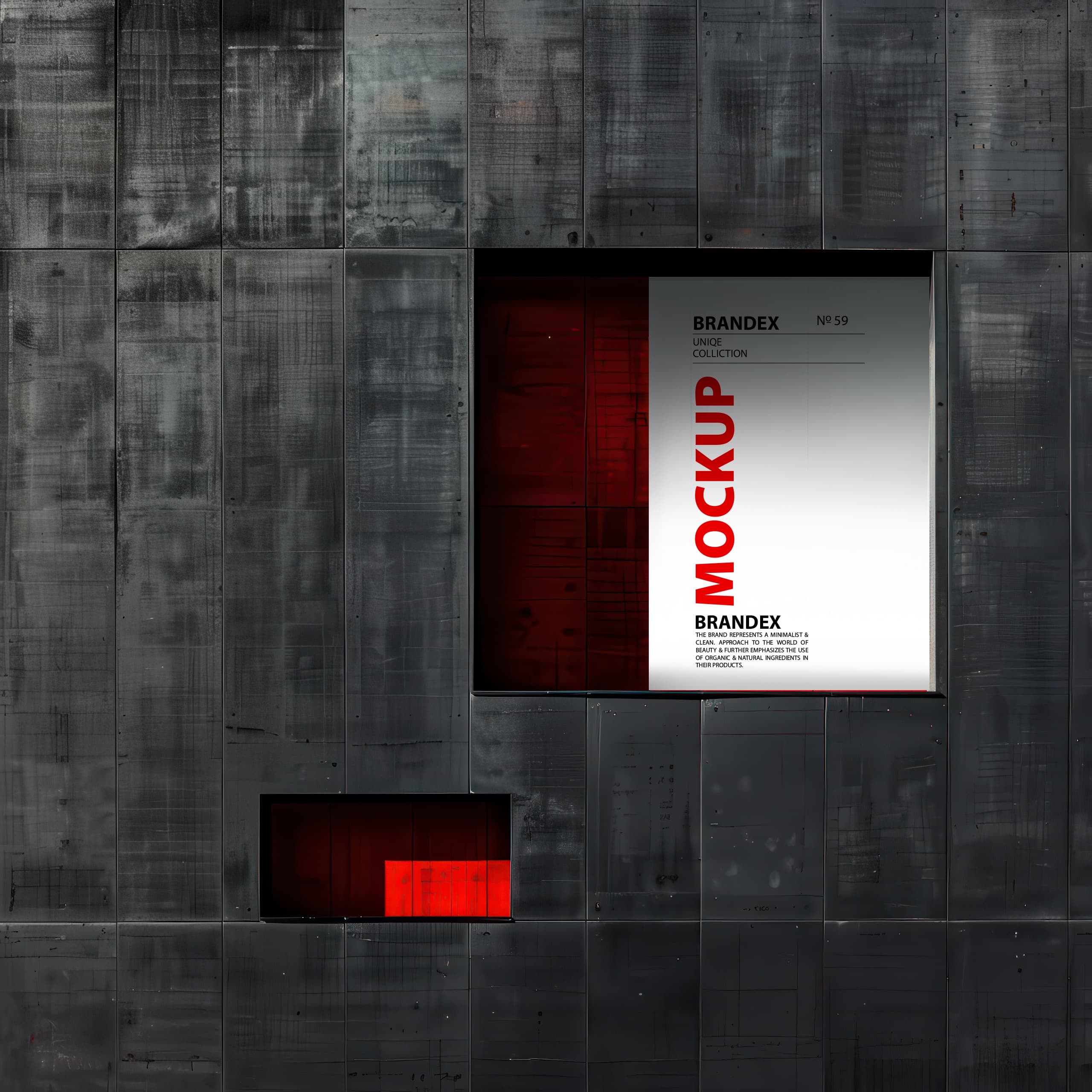 Industrial billboard on metal wall mockup