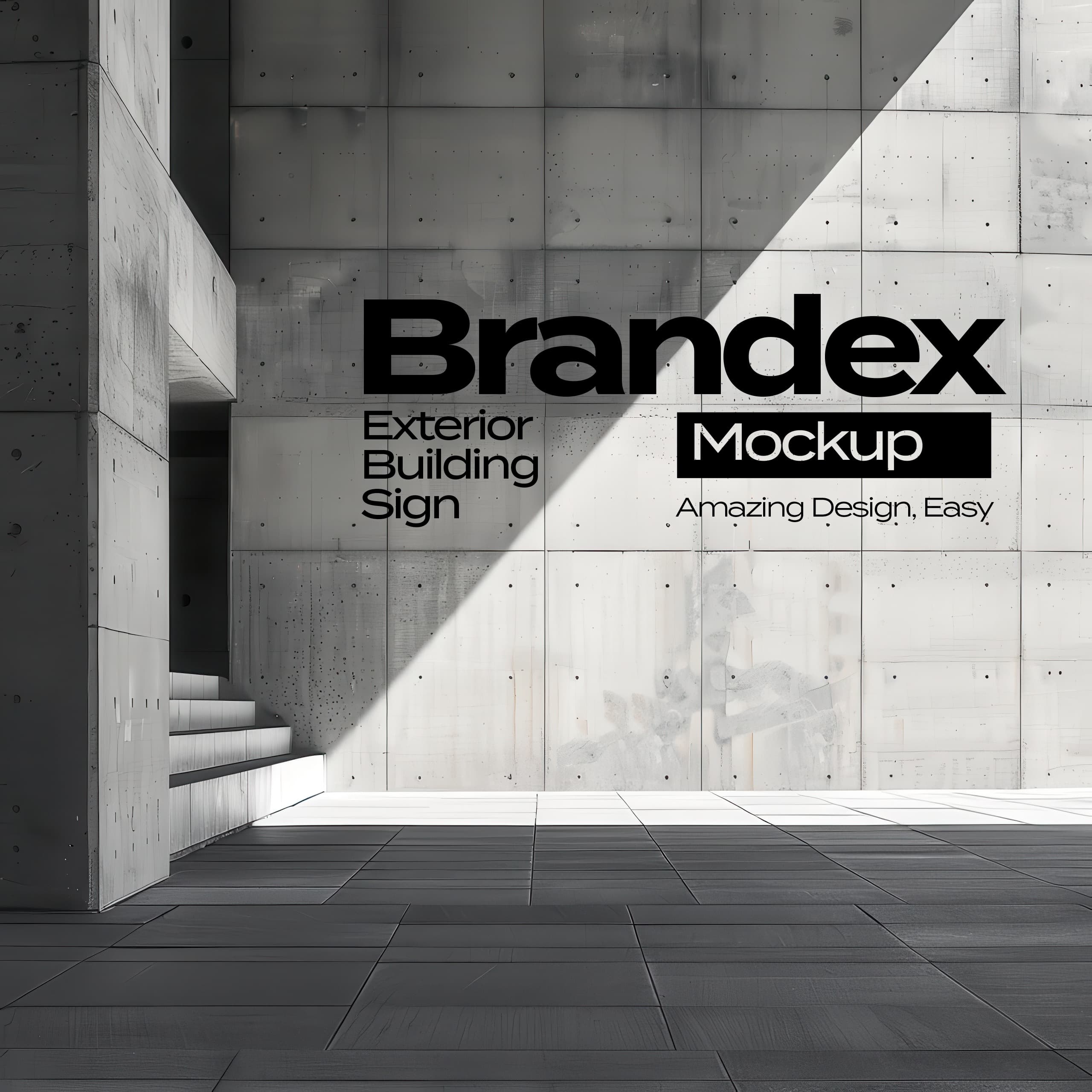 Concrete exterior building sign mockup