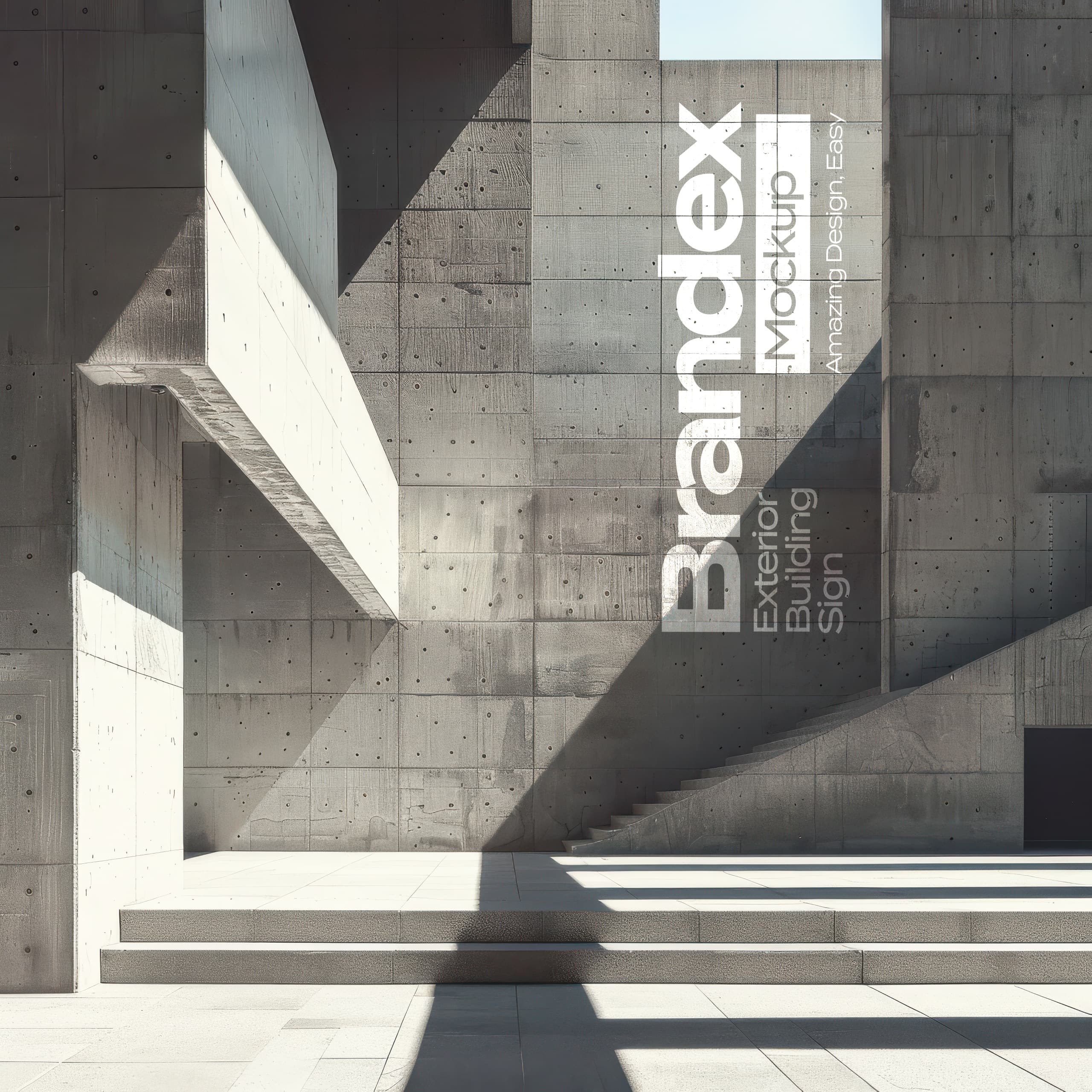 Concrete facade wall sign mockup