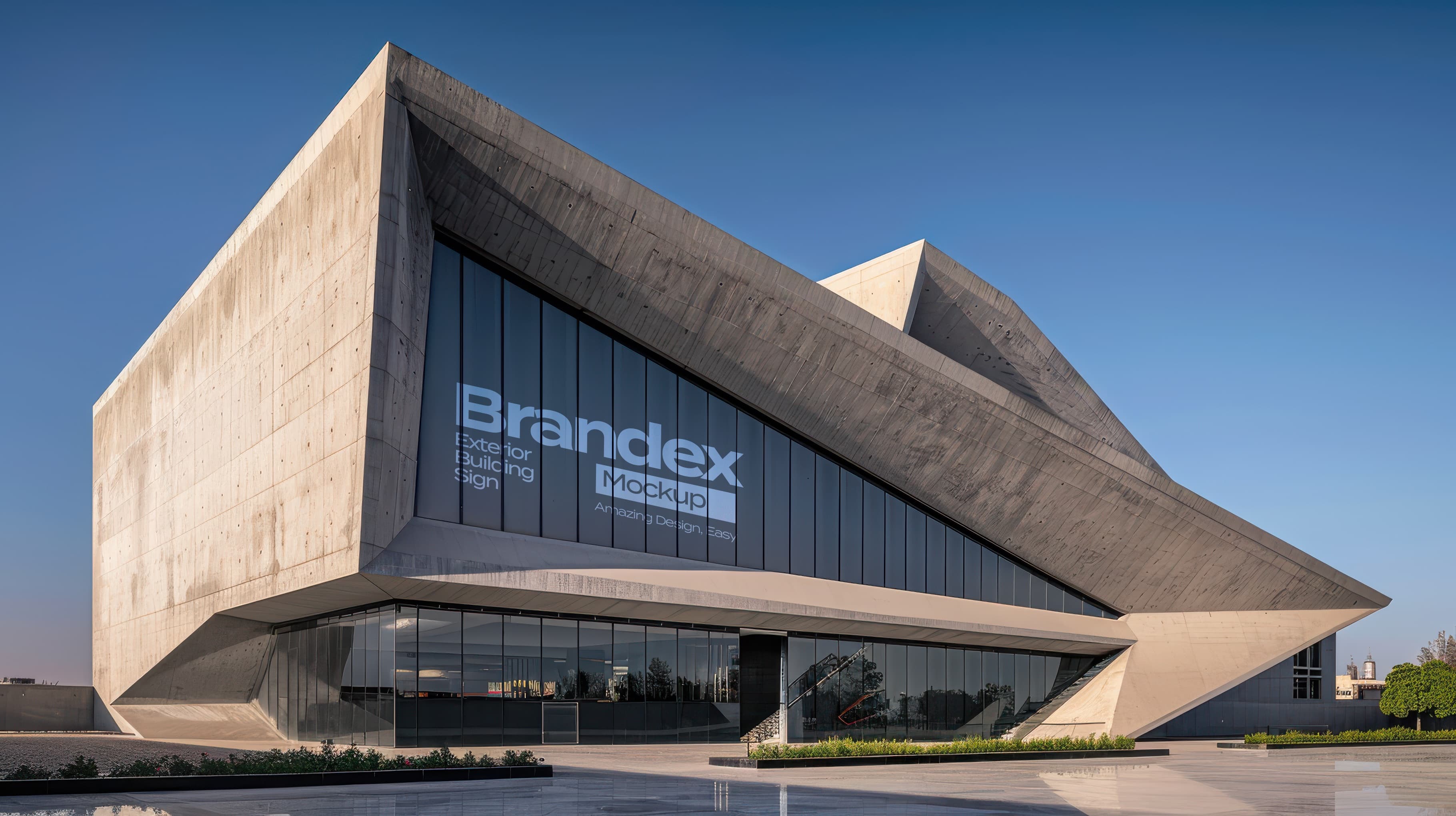 Contemporary concrete building facade mockup