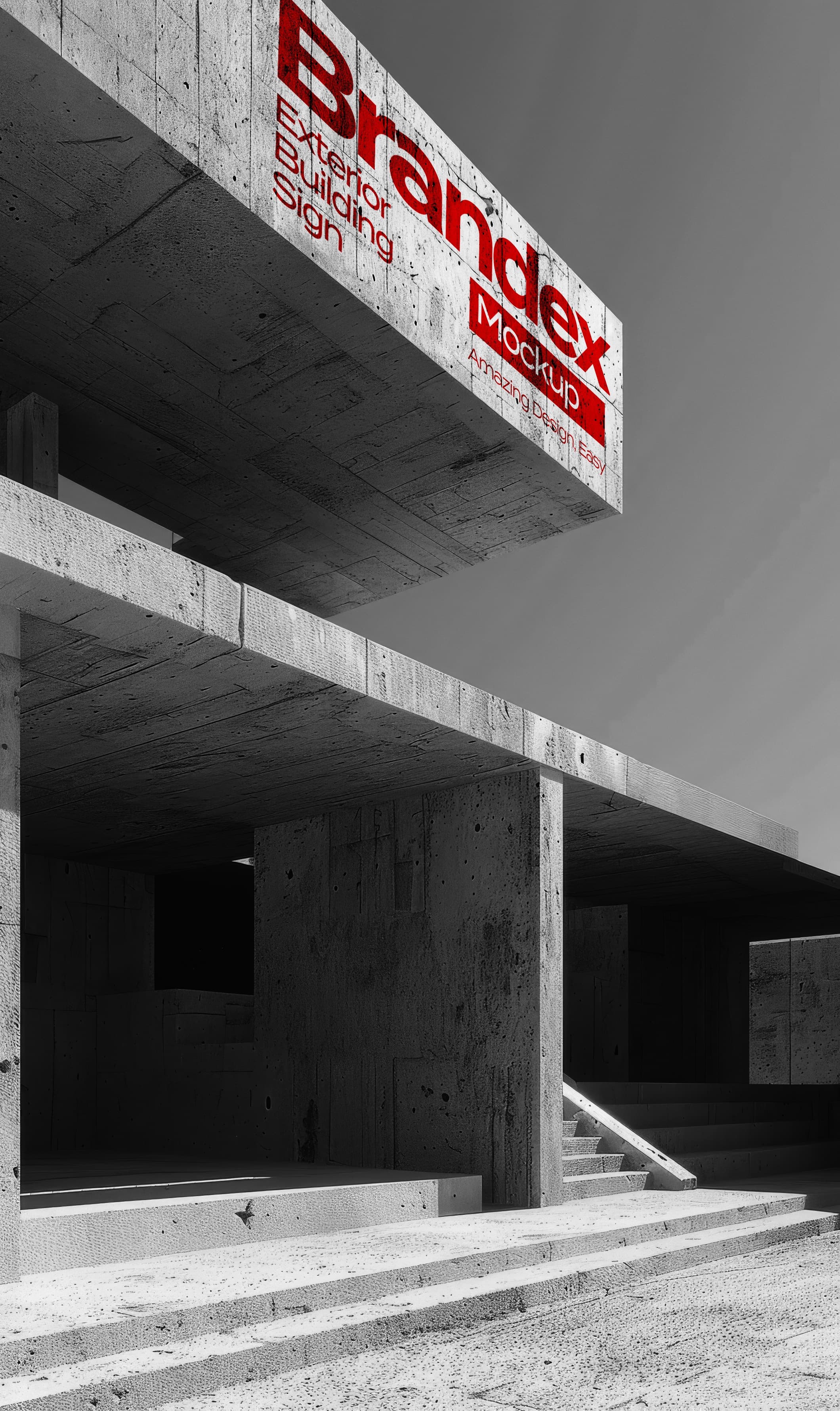 Concrete exterior building sign mockup