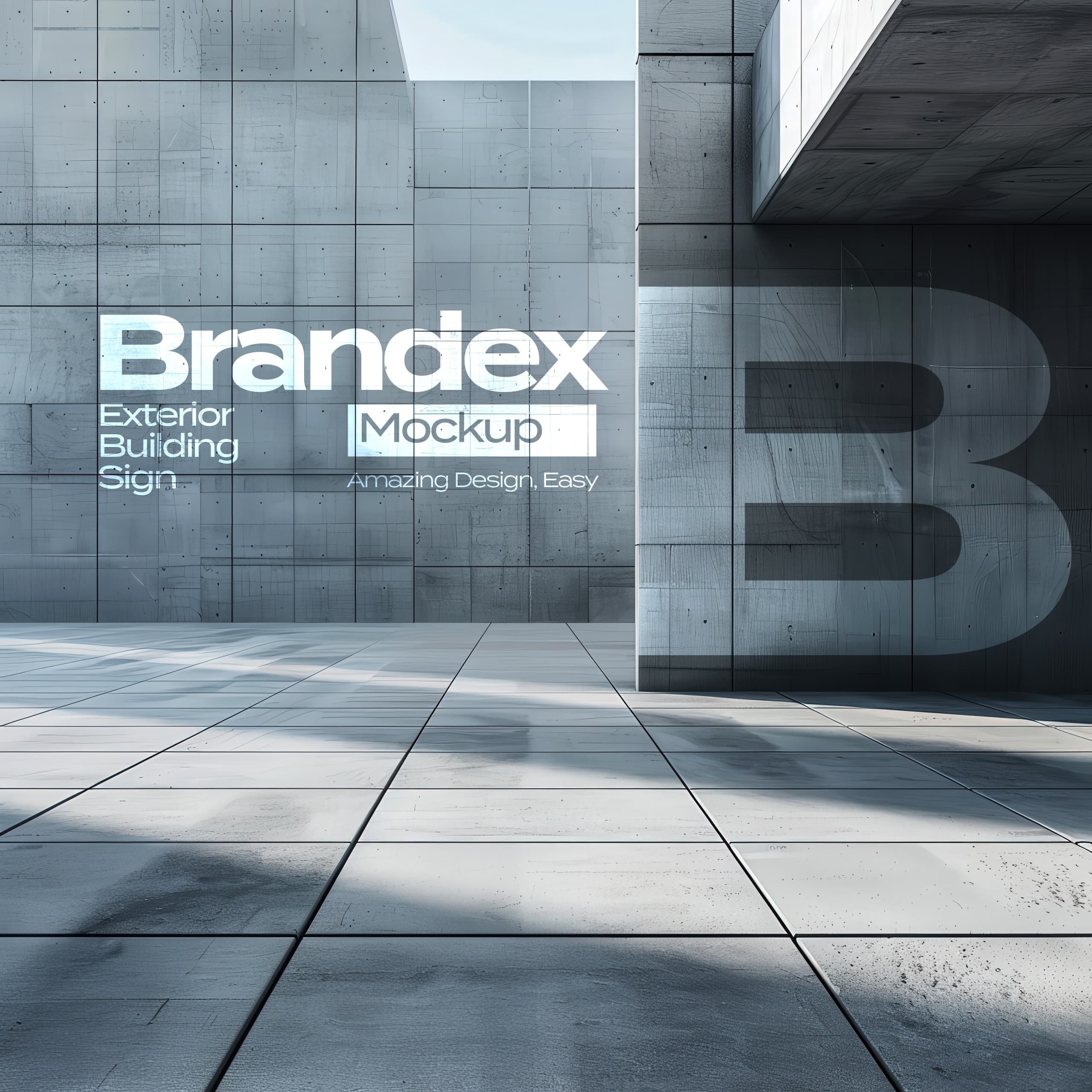 Modern building exterior sign mockup