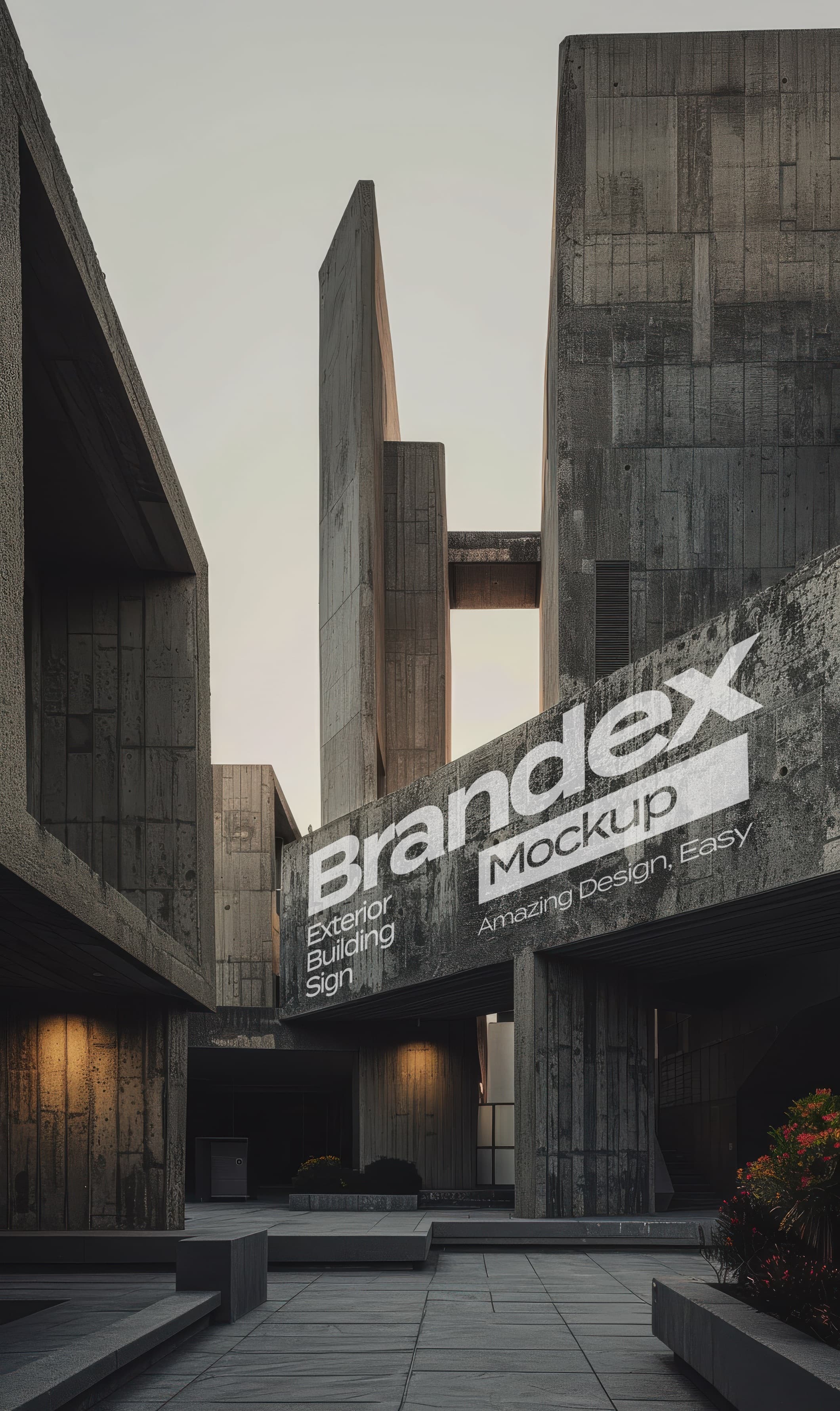 Concrete building sign mockup
