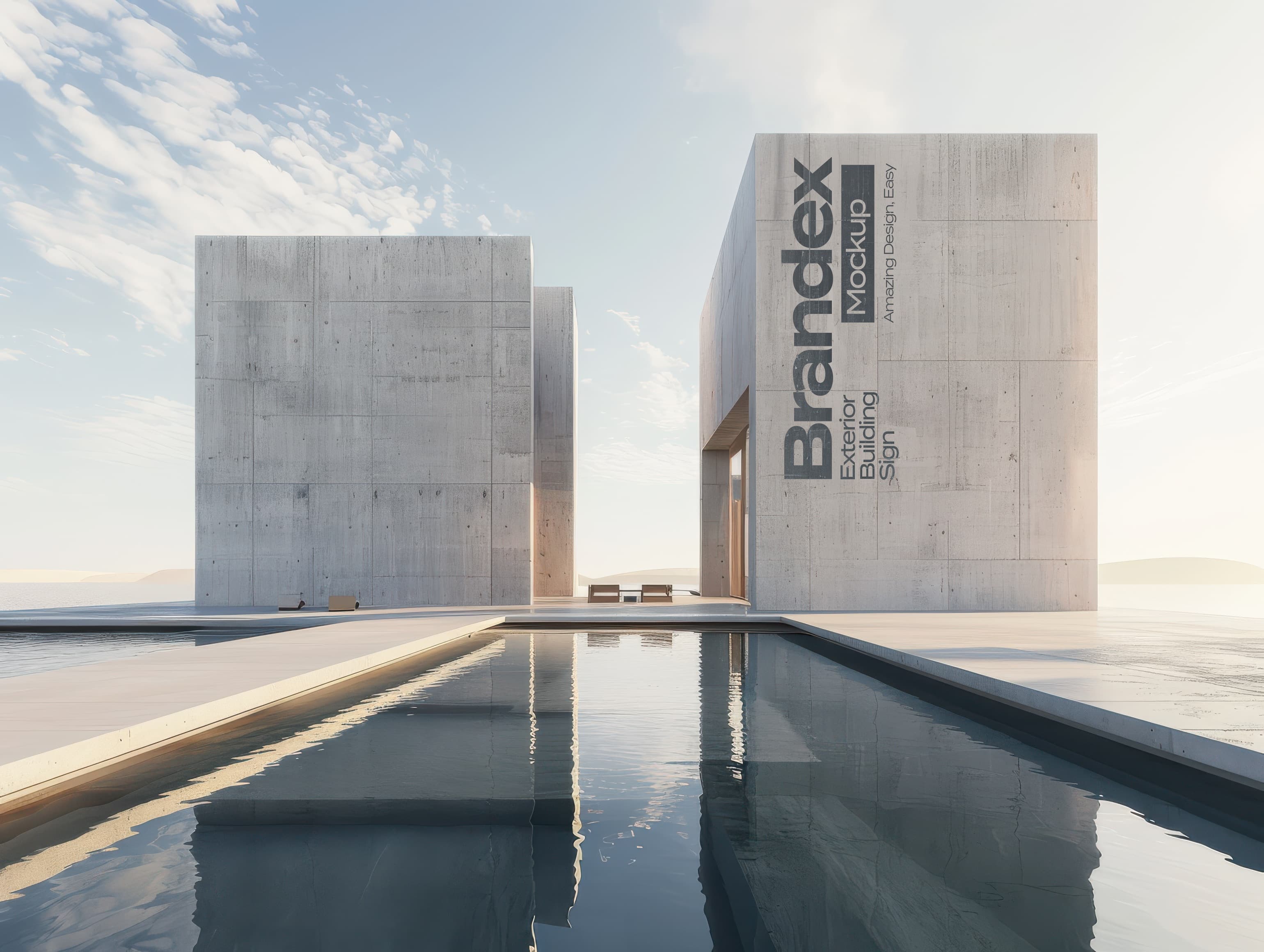 Modern concrete building exterior mockup