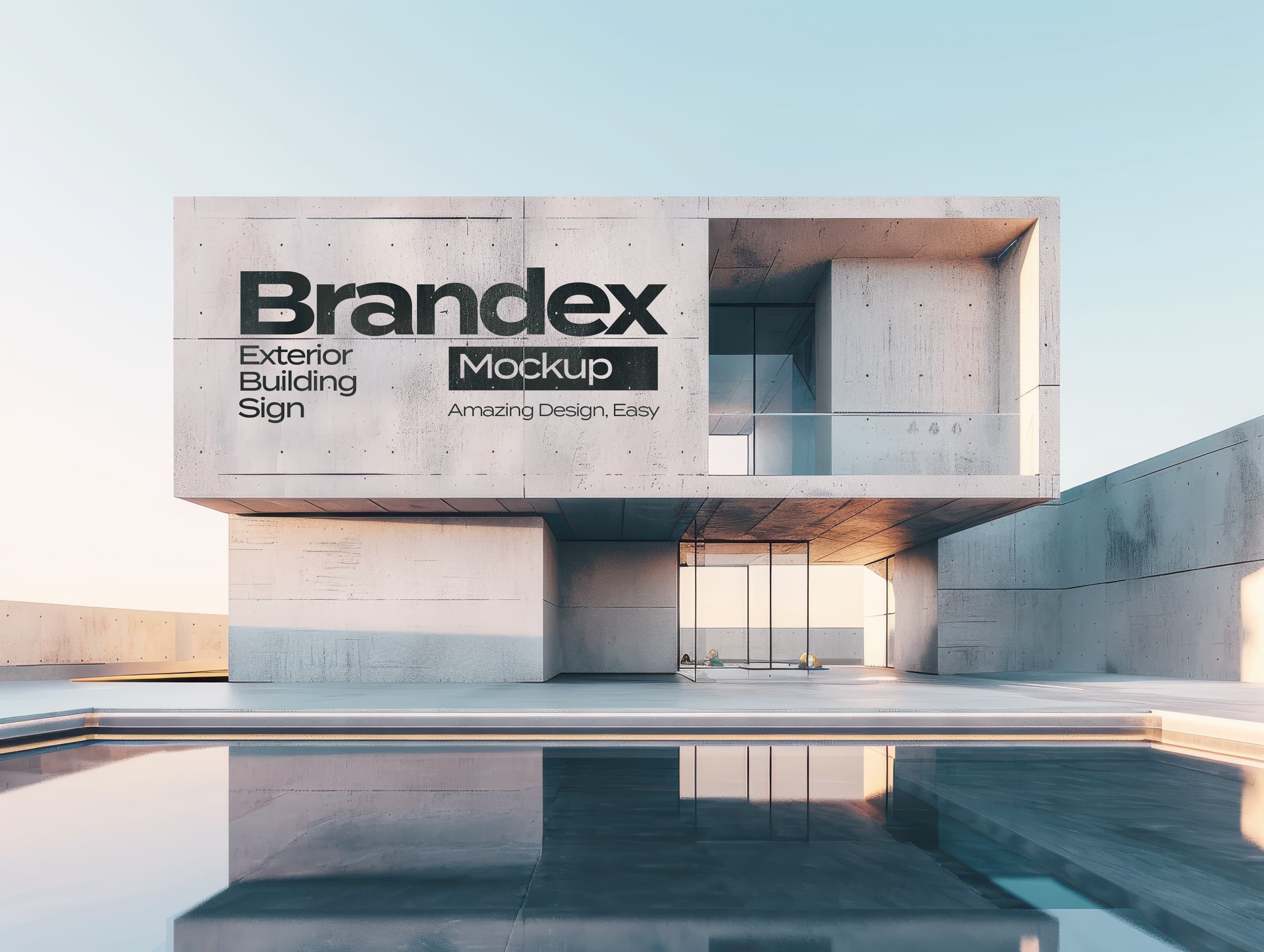 Modern concrete building sign mockup