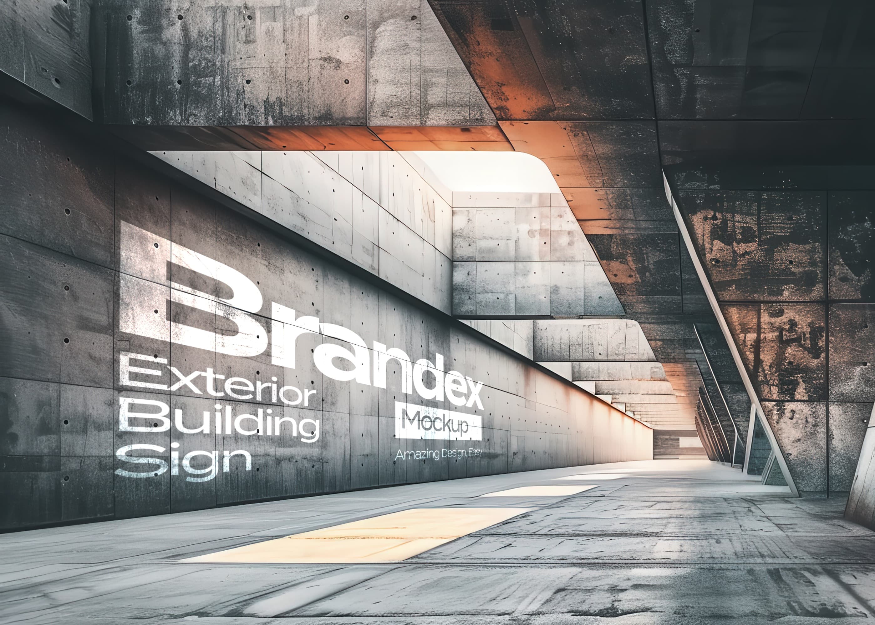 Industrial exterior building sign mockup