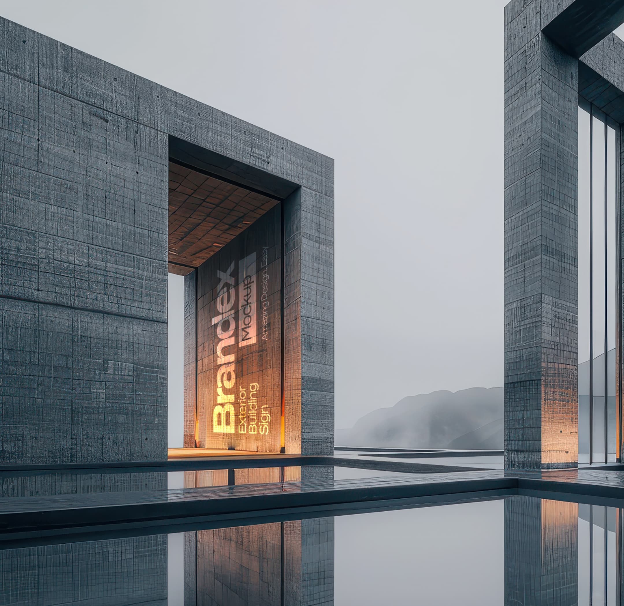 Modern concrete building sign mockup