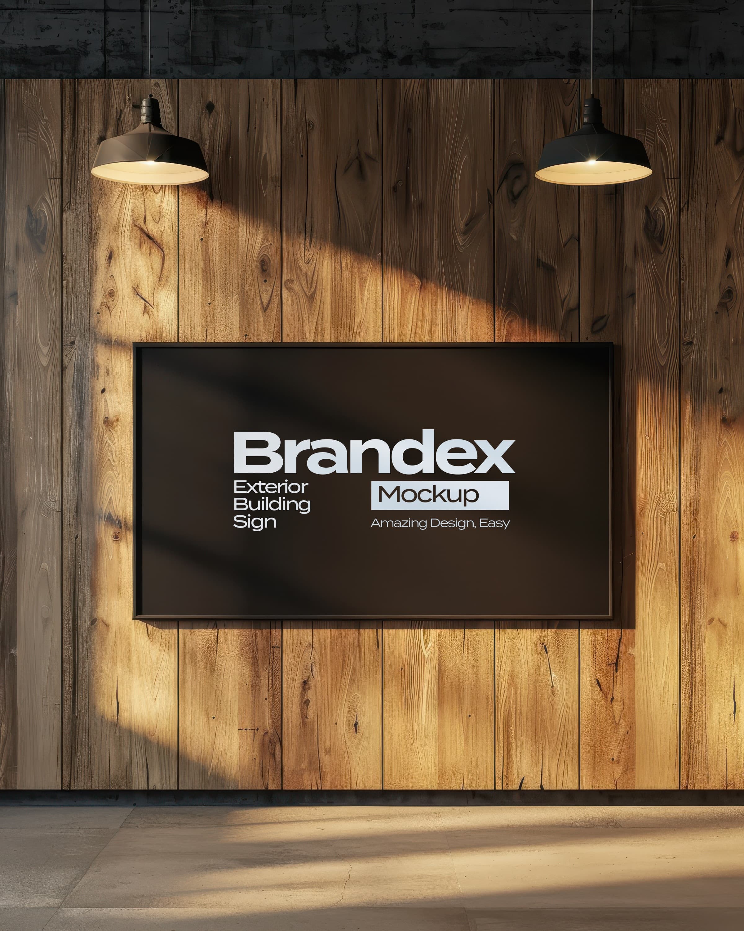 Wooden exterior building sign mockup