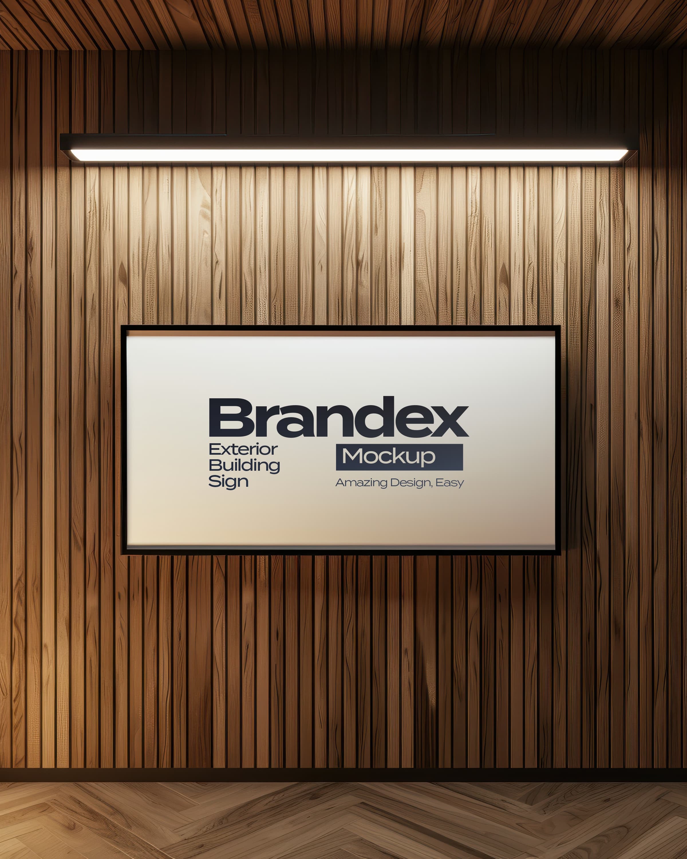 Modern wooden wall sign mockup