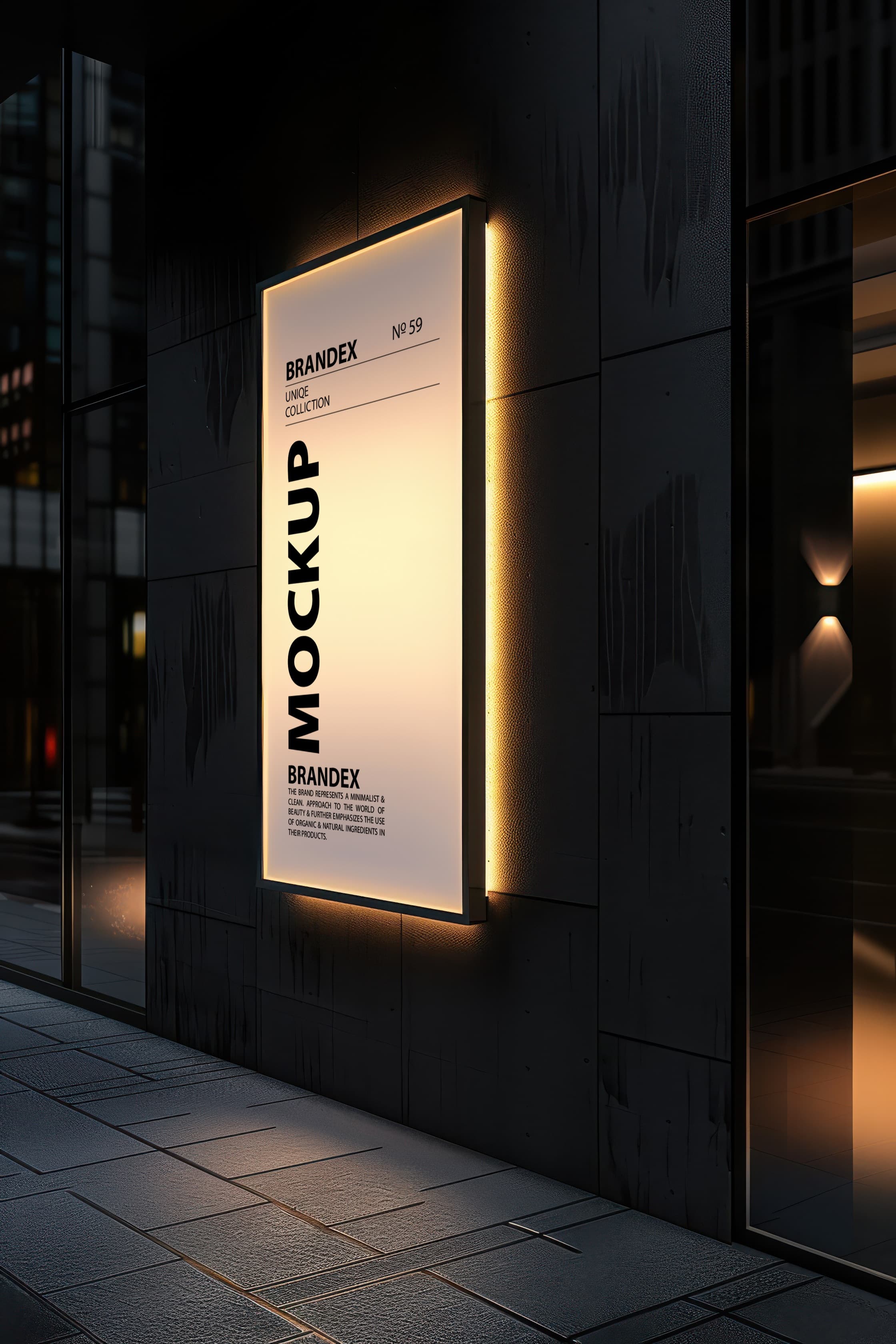 Backlit urban poster mockup